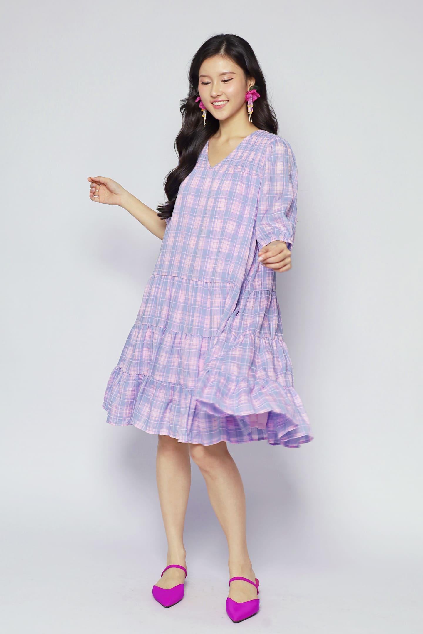 Melbourne Dress in Lavender Plaid