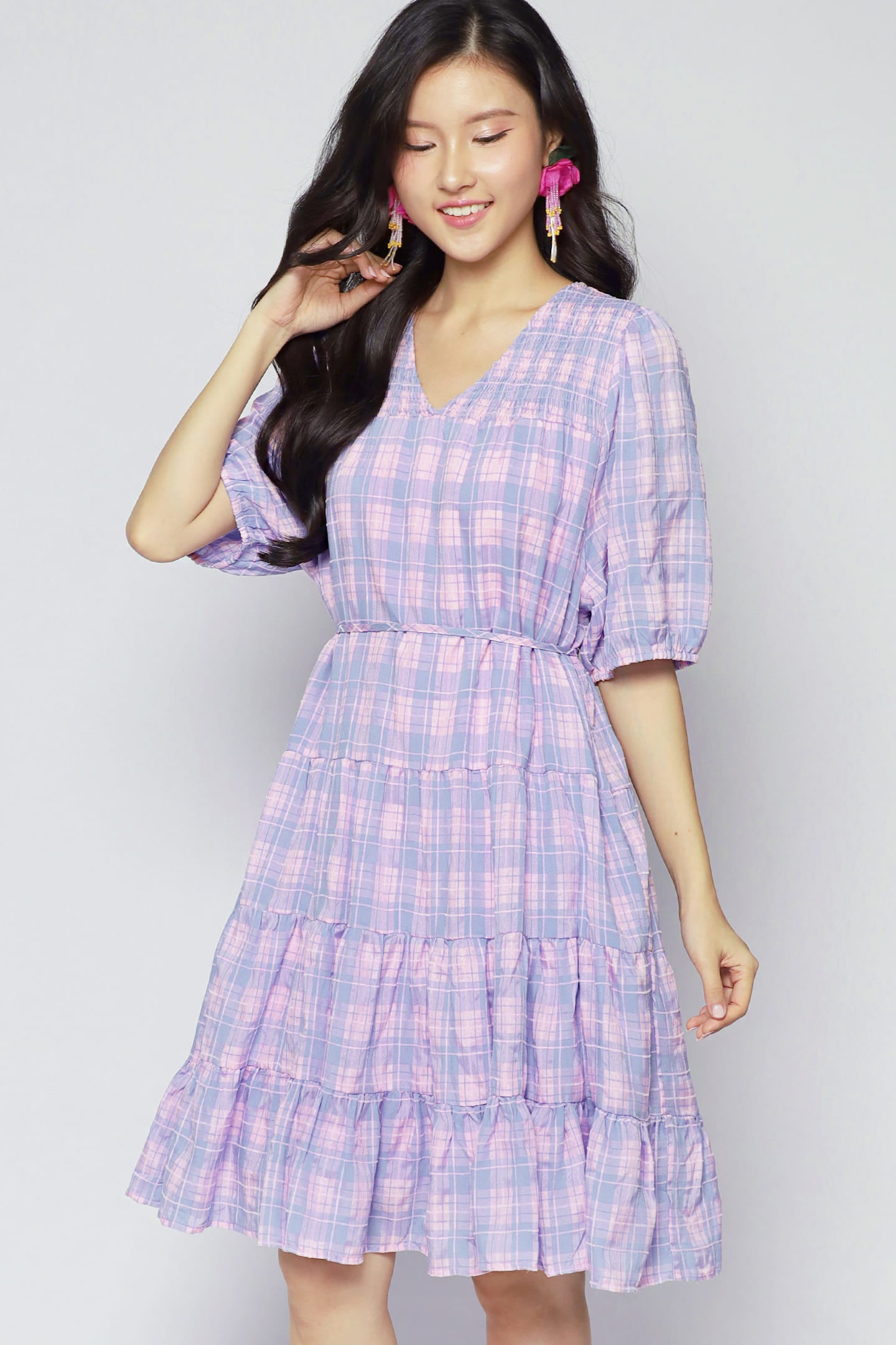 Melbourne Dress in Lavender Plaid