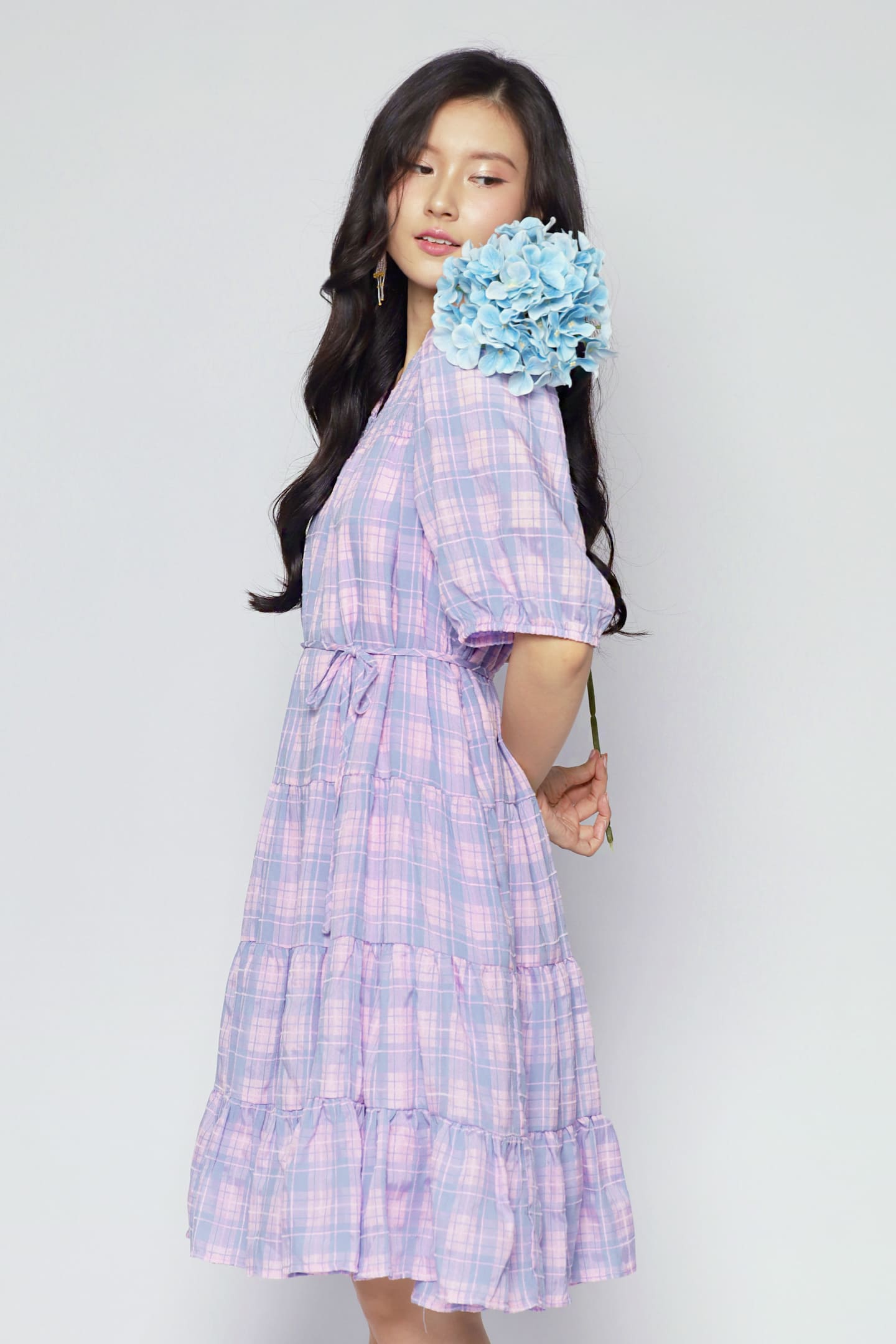 Melbourne Dress in Lavender Plaid