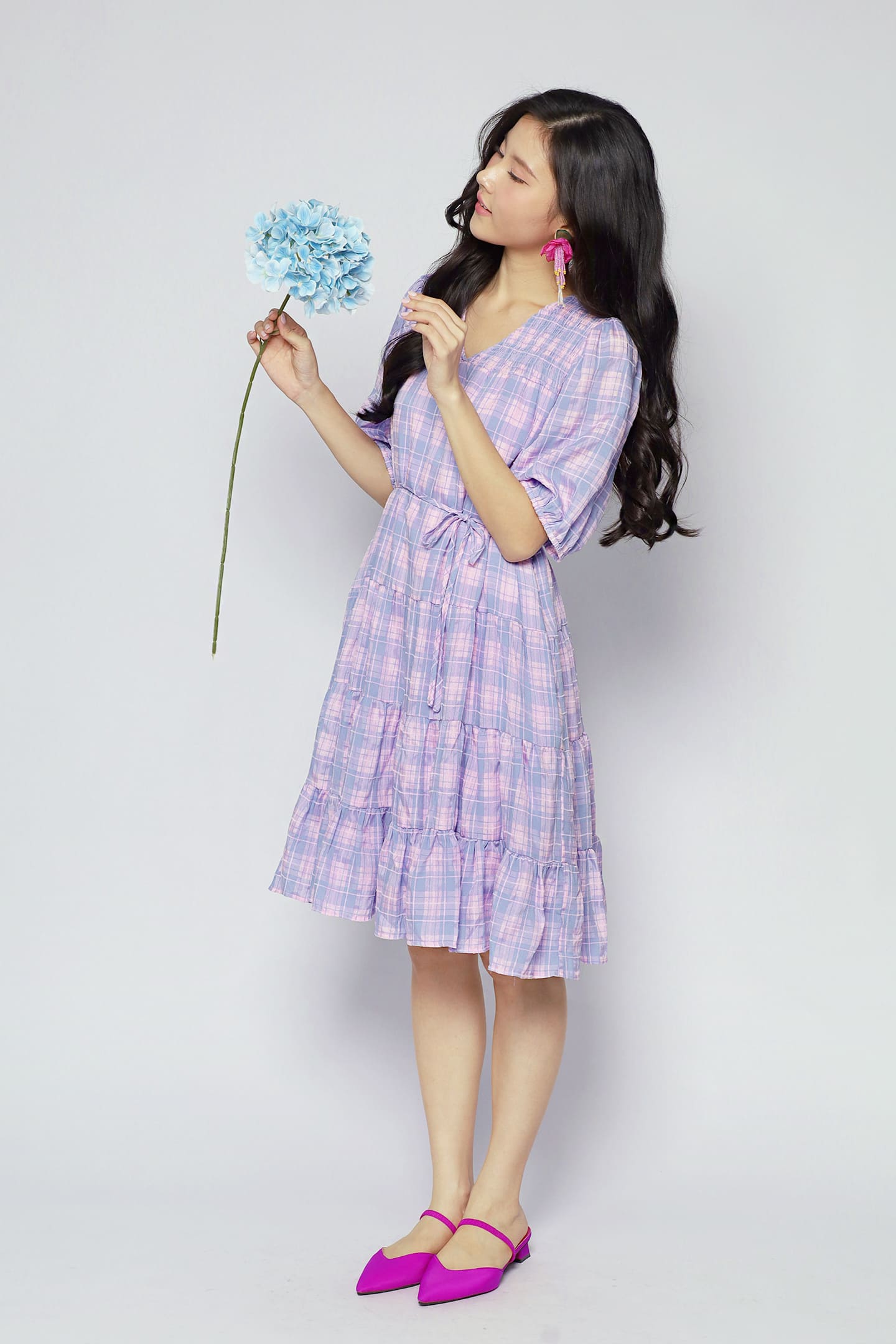 Melbourne Dress in Lavender Plaid