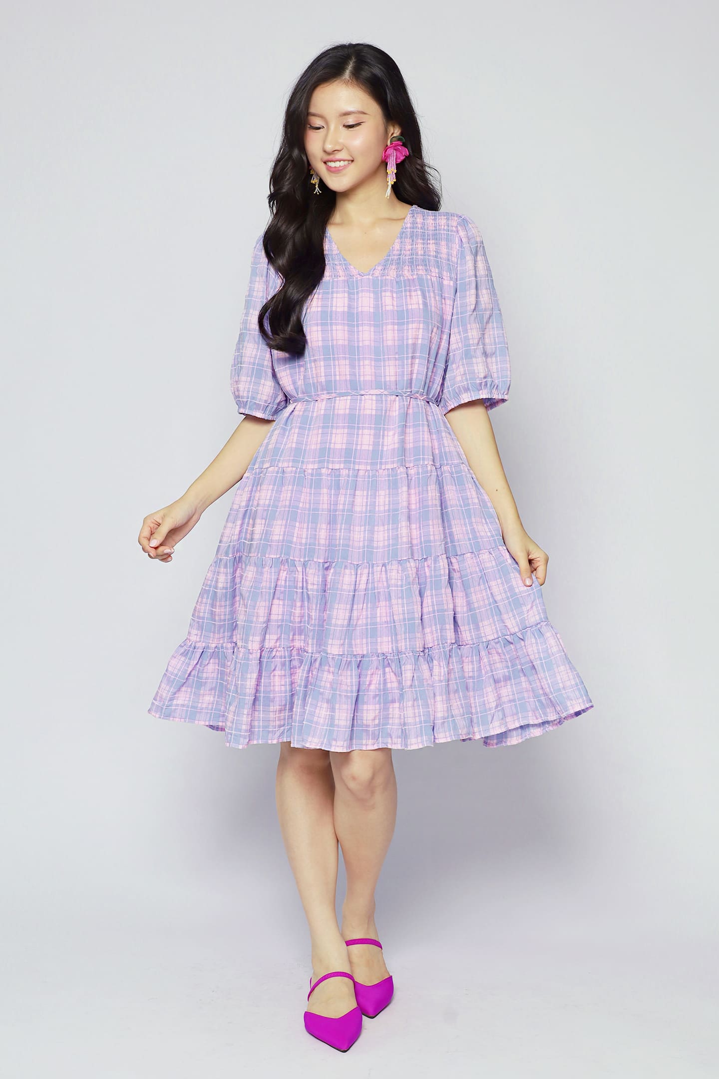 Melbourne Dress in Lavender Plaid