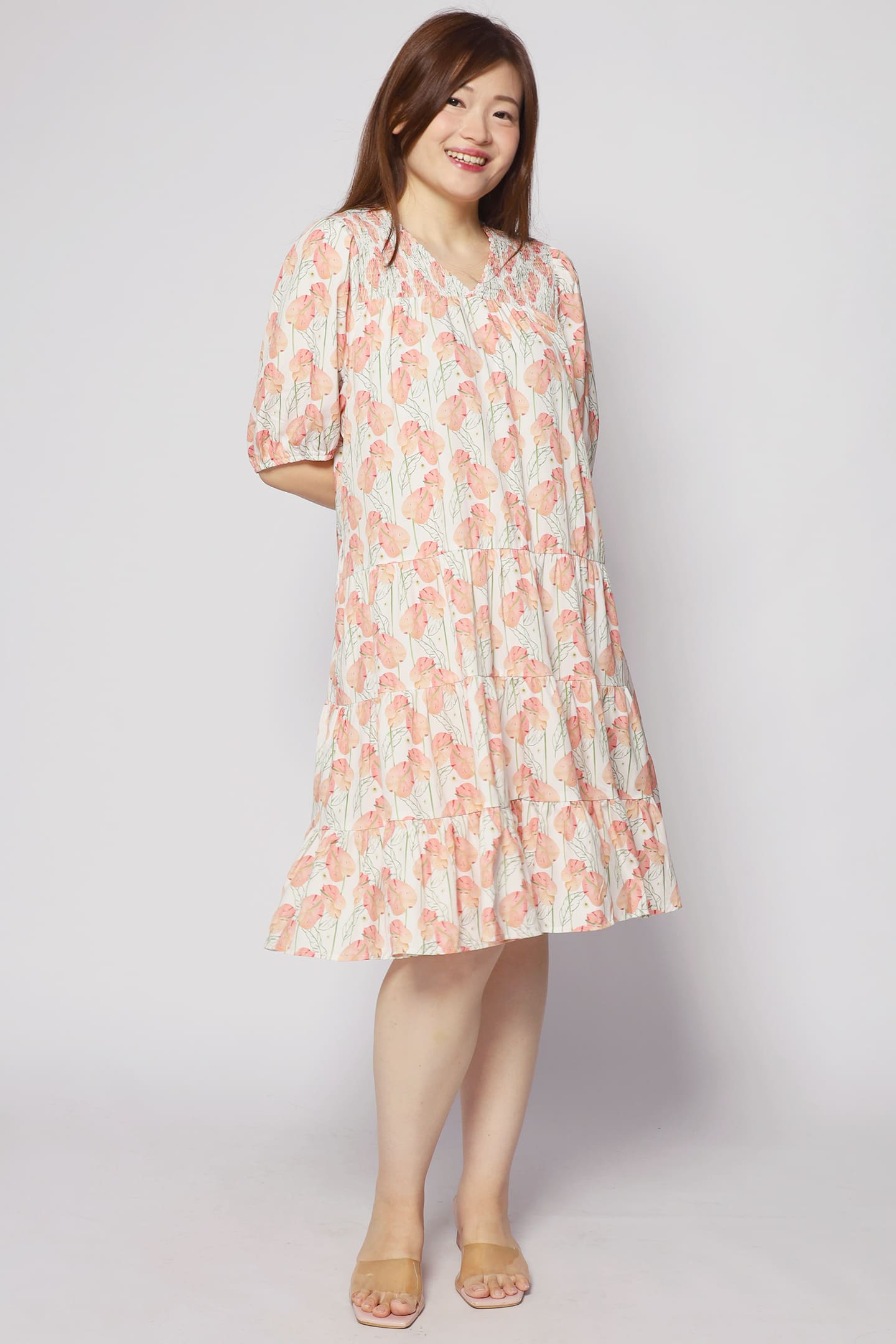Melbourne Dress in Peach Spring