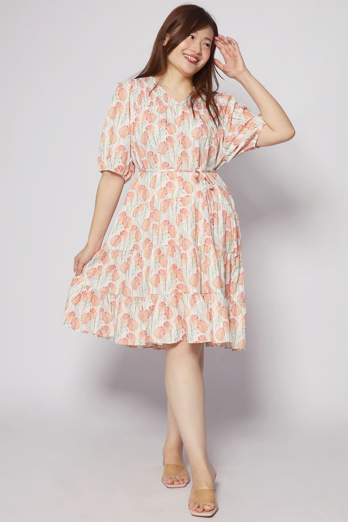 Melbourne Dress in Peach Spring