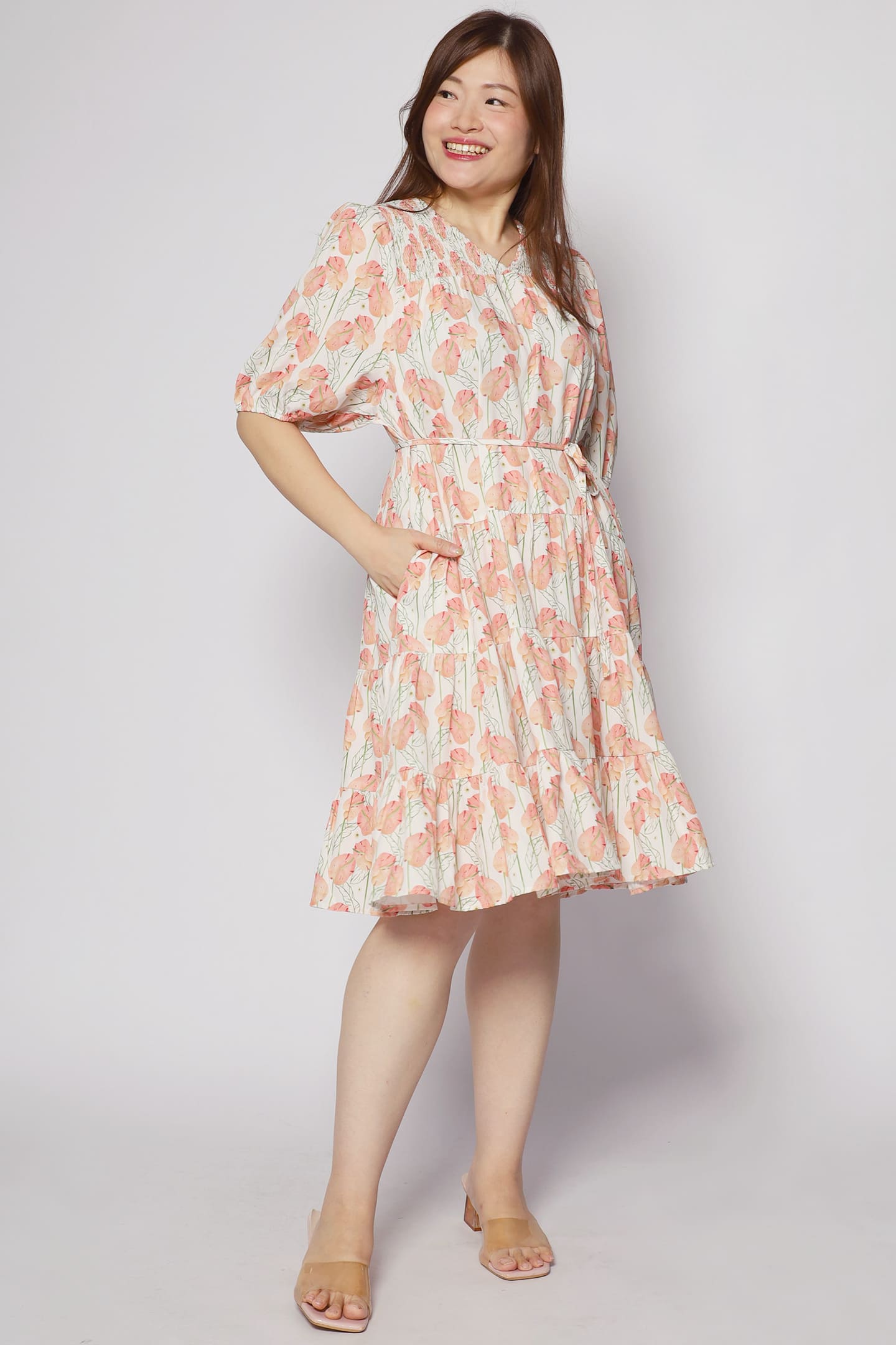 Melbourne Dress in Peach Spring