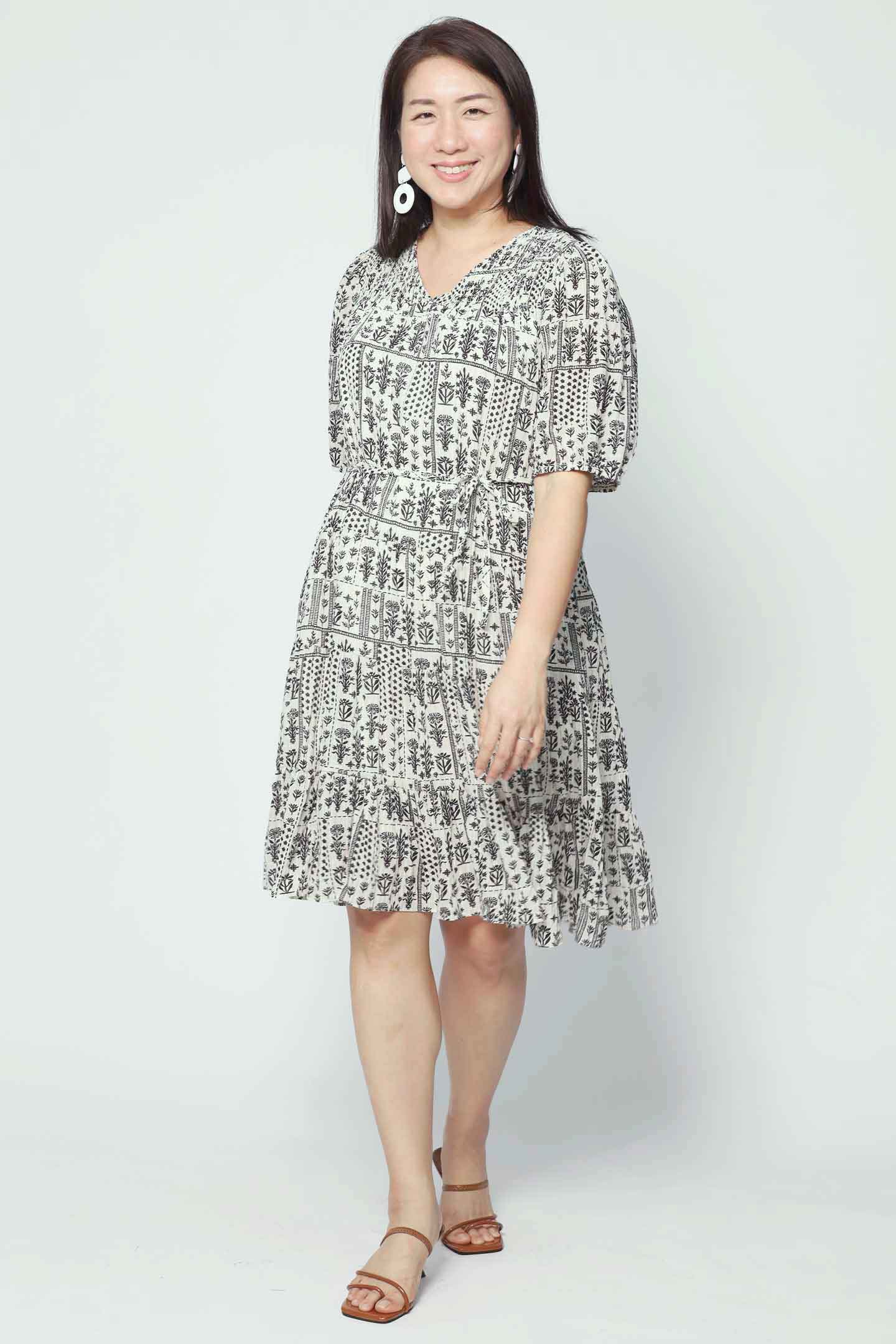 Melbourne Dress in Spring Blocks
