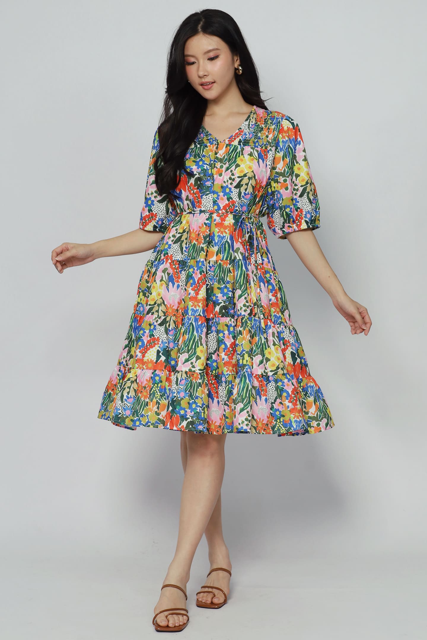 Melbourne Dress in Sunset Marigold