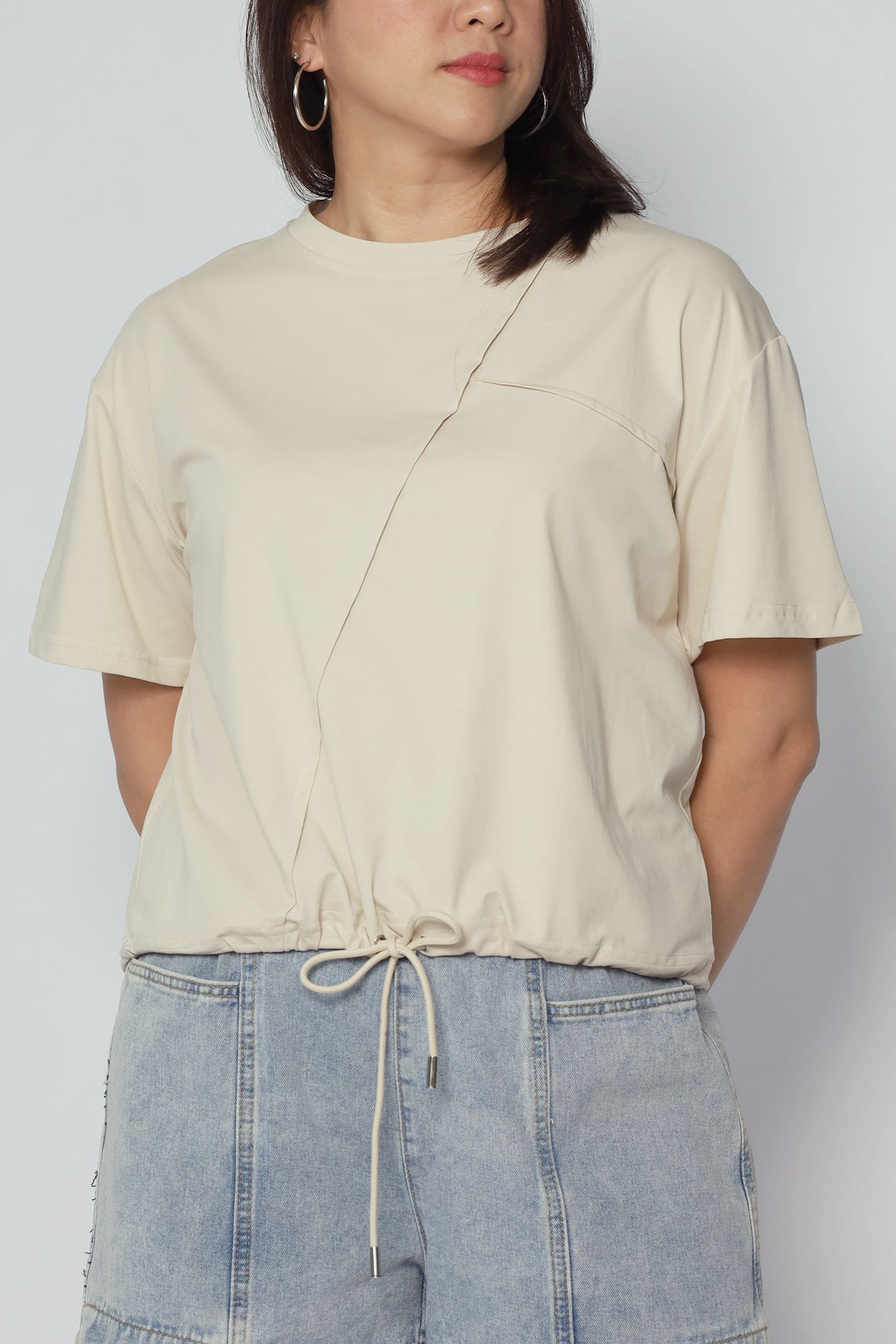 Backorders Easy By TE - Minoo Drawstring Top in Khaki