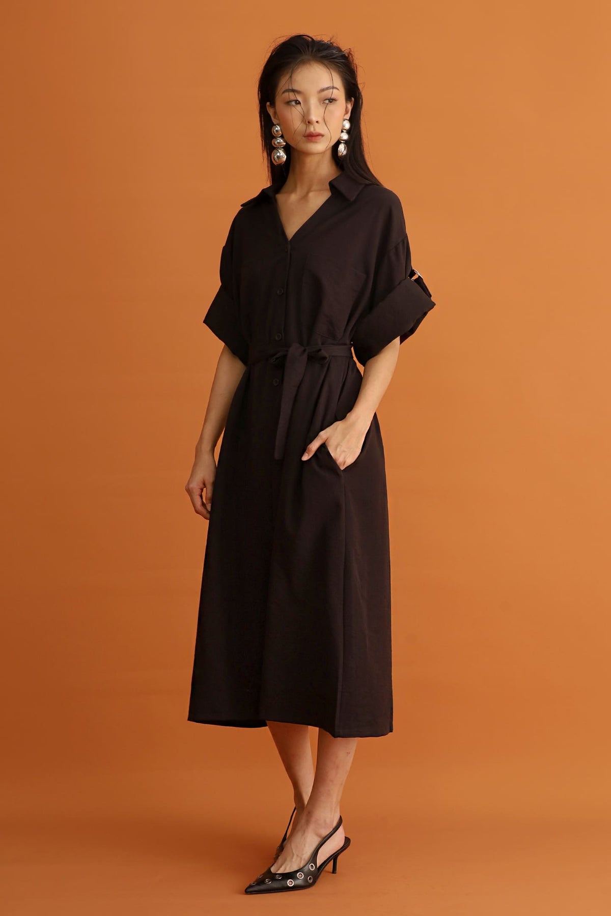 CHOSEN - Monaco Trench Coat Dress in Black