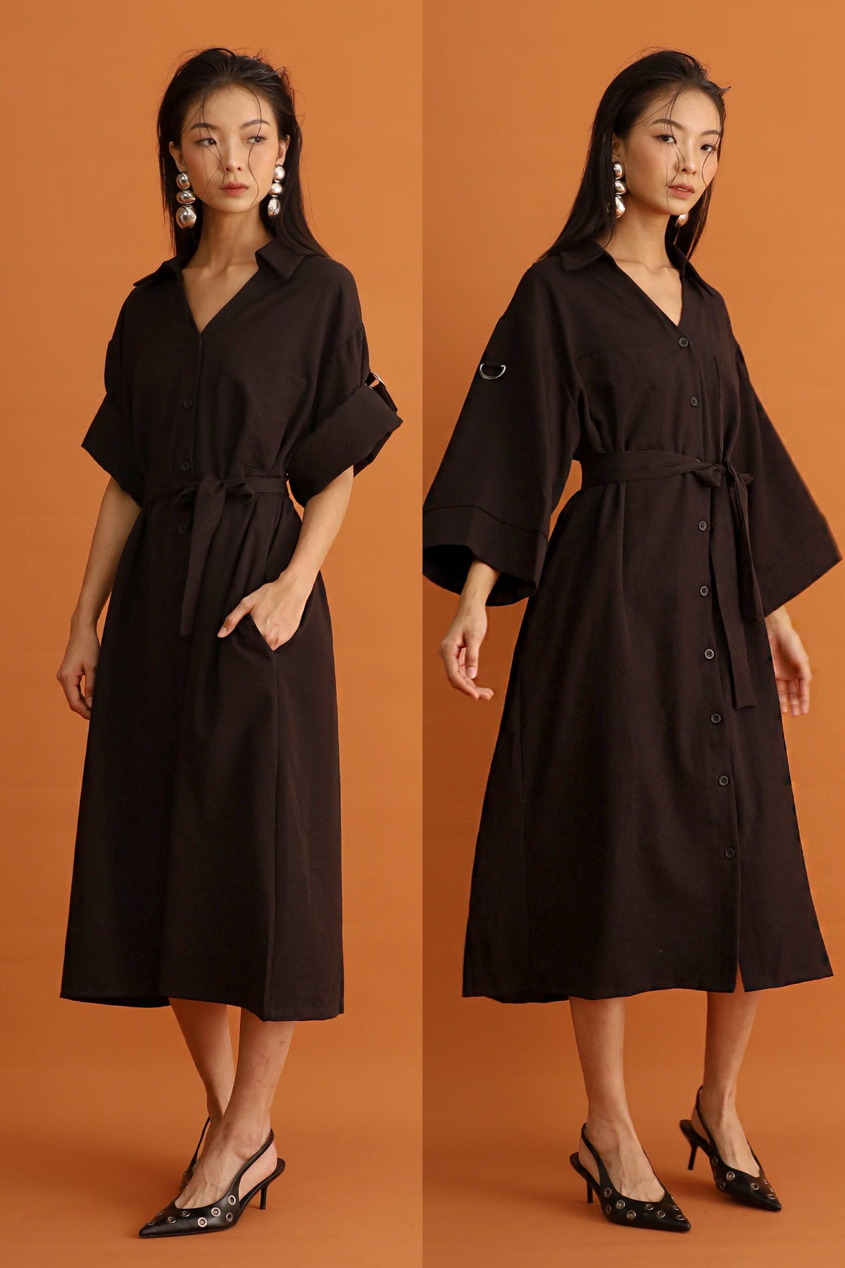 CHOSEN - Monaco Trench Coat Dress in Black