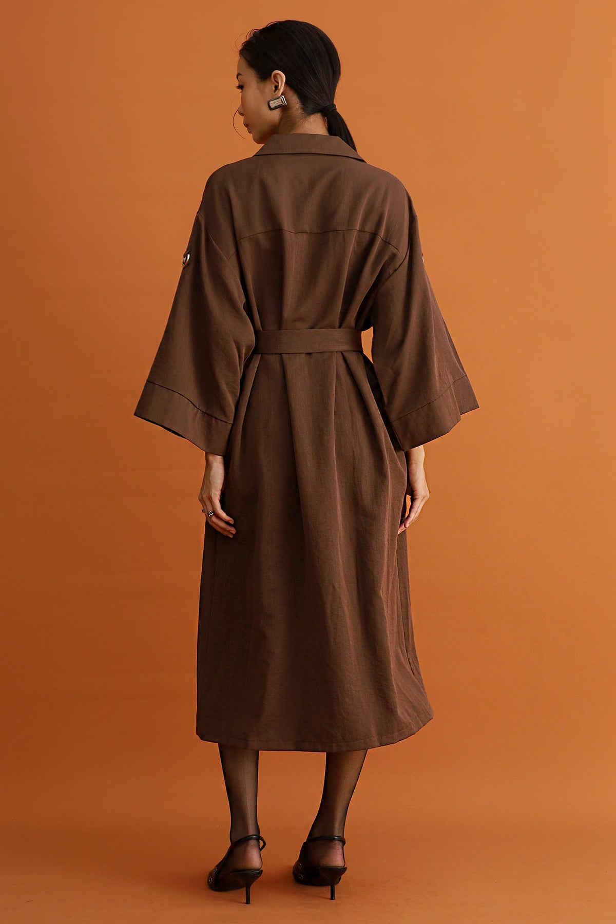 CHOSEN - Monaco Trench Coat Dress in Cocoa Brown