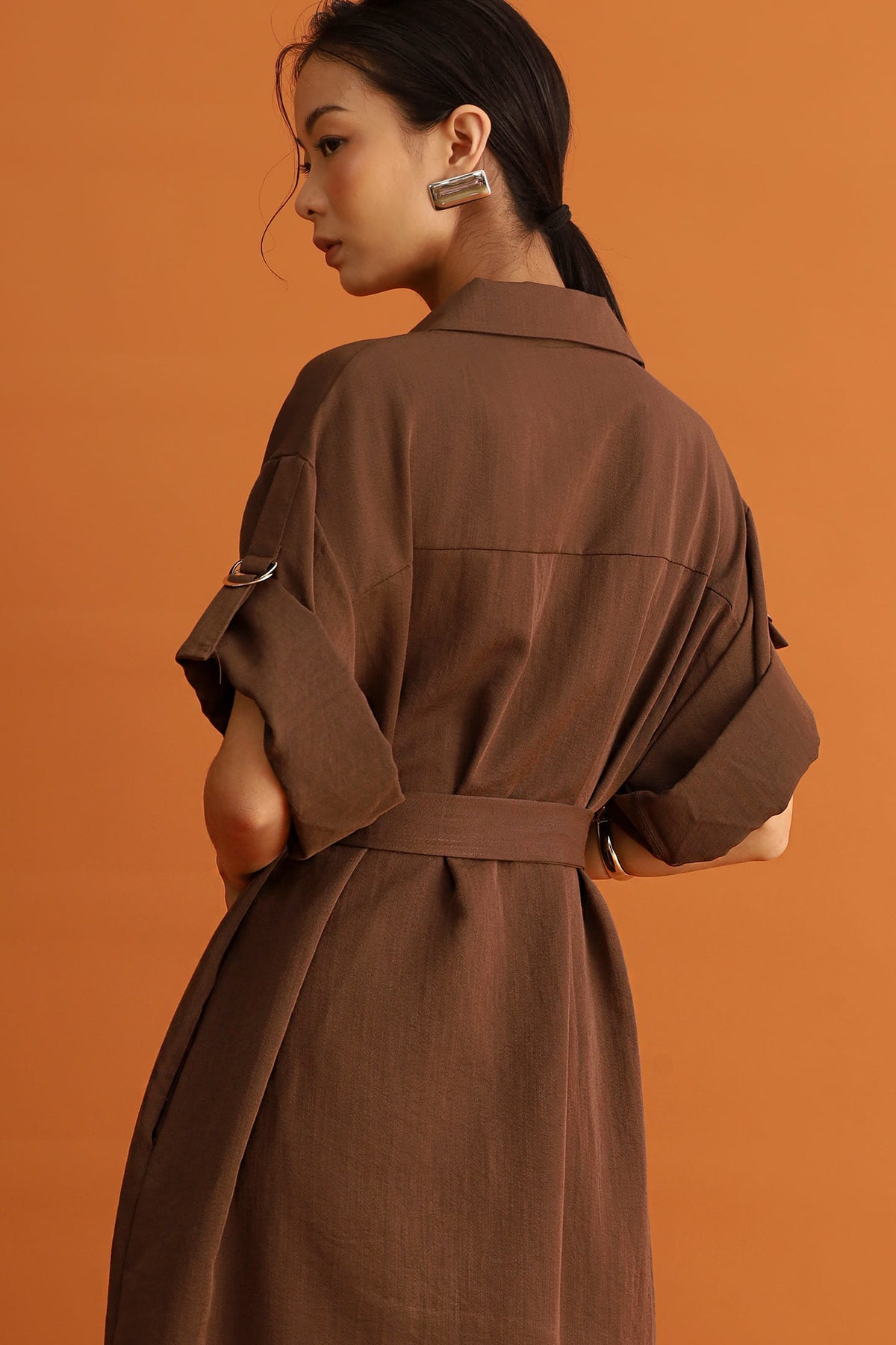 CHOSEN - Monaco Trench Coat Dress in Cocoa Brown
