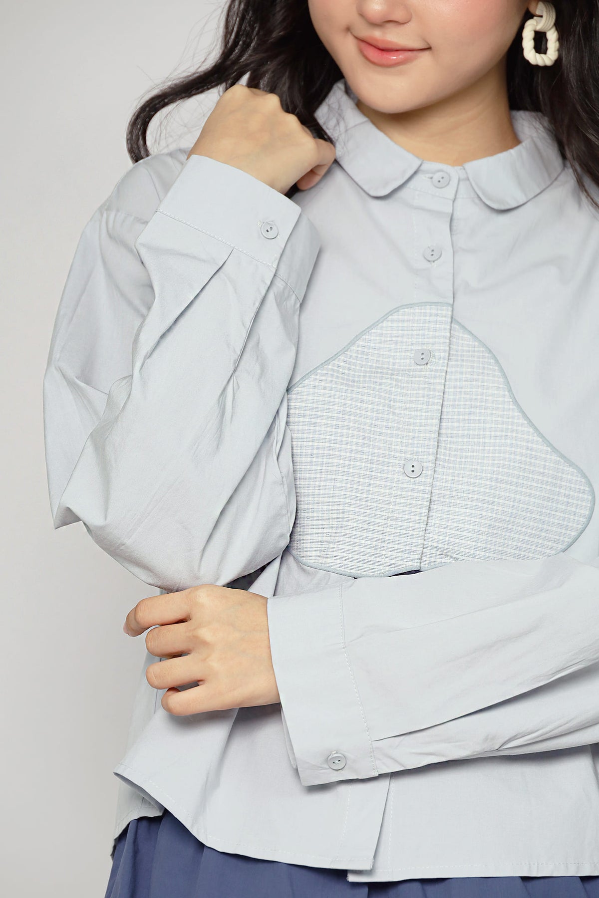 JOY - Mushroom Blouse in Blue