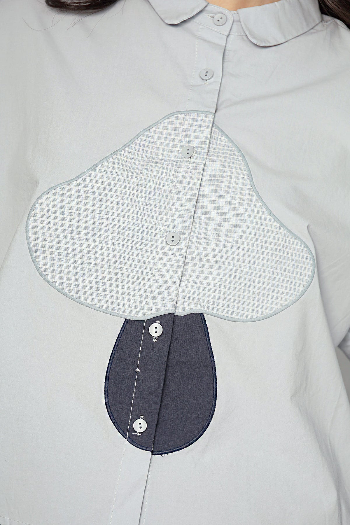 JOY - Mushroom Blouse in Blue