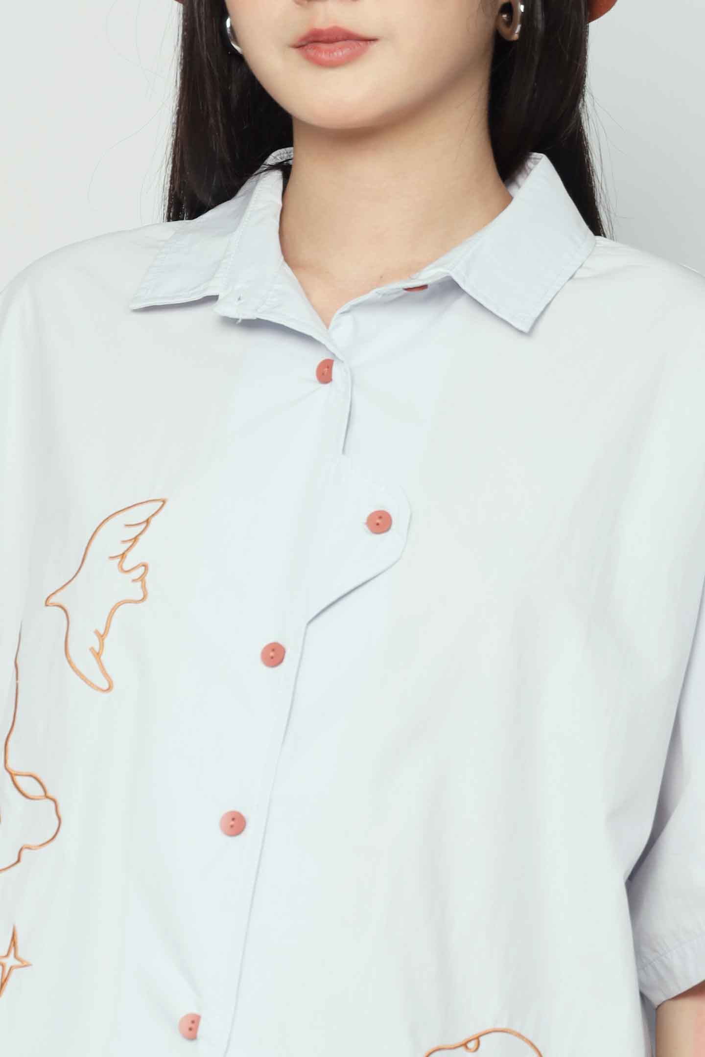 Mushroom Cutie Embroidered Top