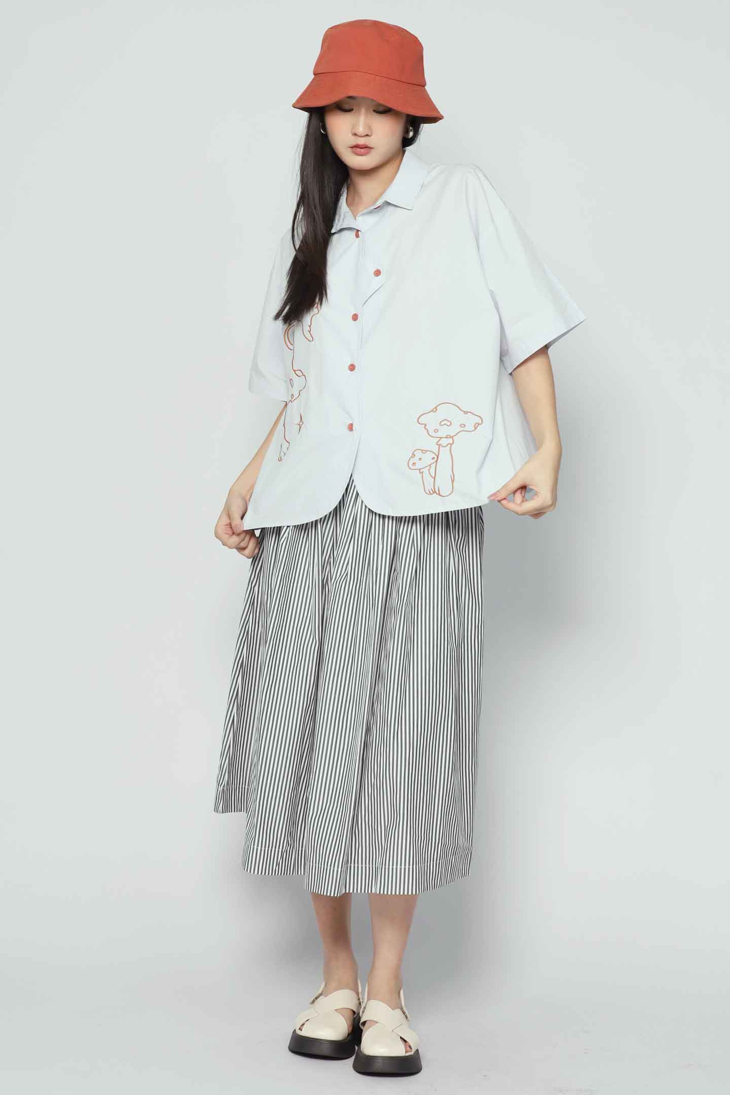 Mushroom Cutie Embroidered Top