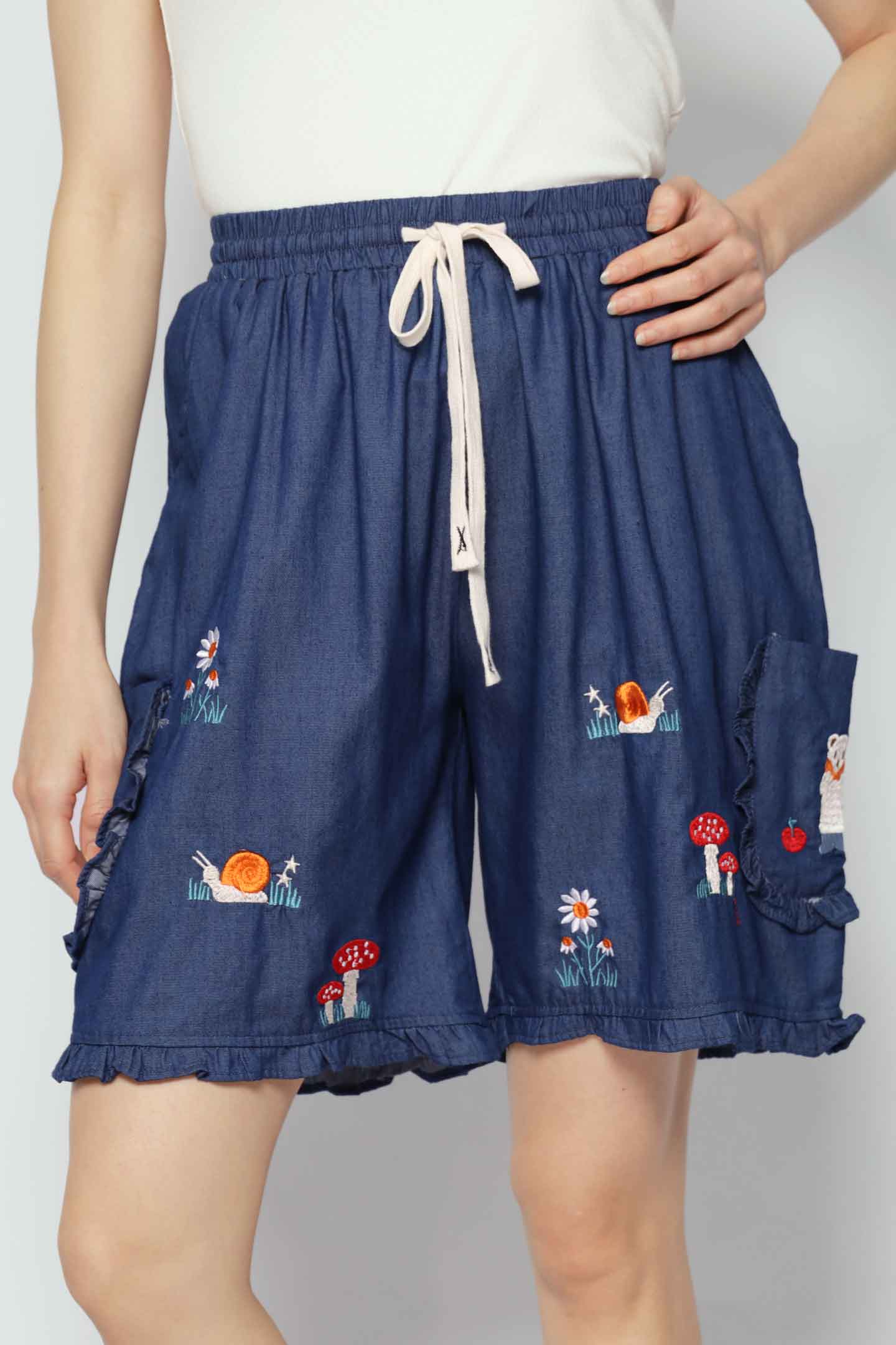 Mushroom Land Denim Shorts