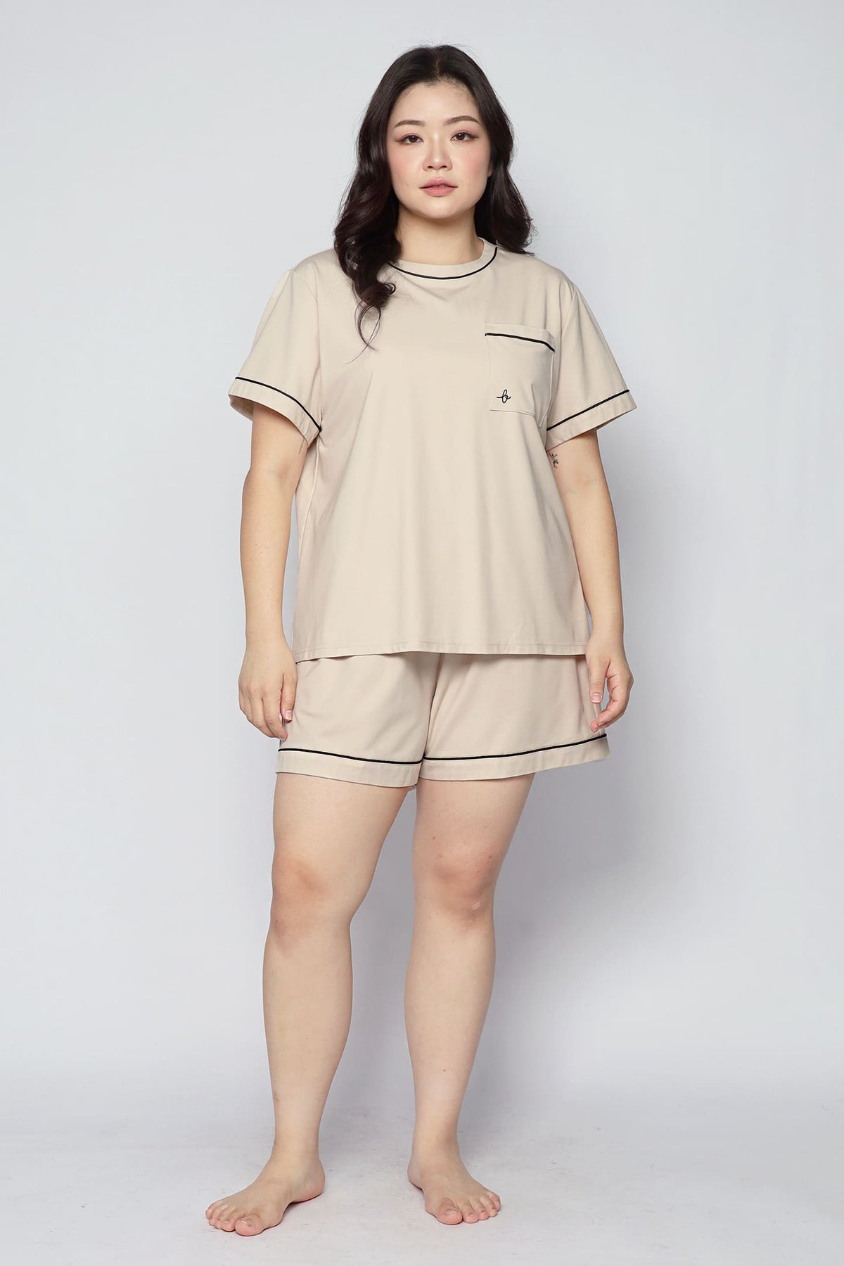 TENCEL - Nap Queen Pyjamas Shorts Set in Cookies Cream