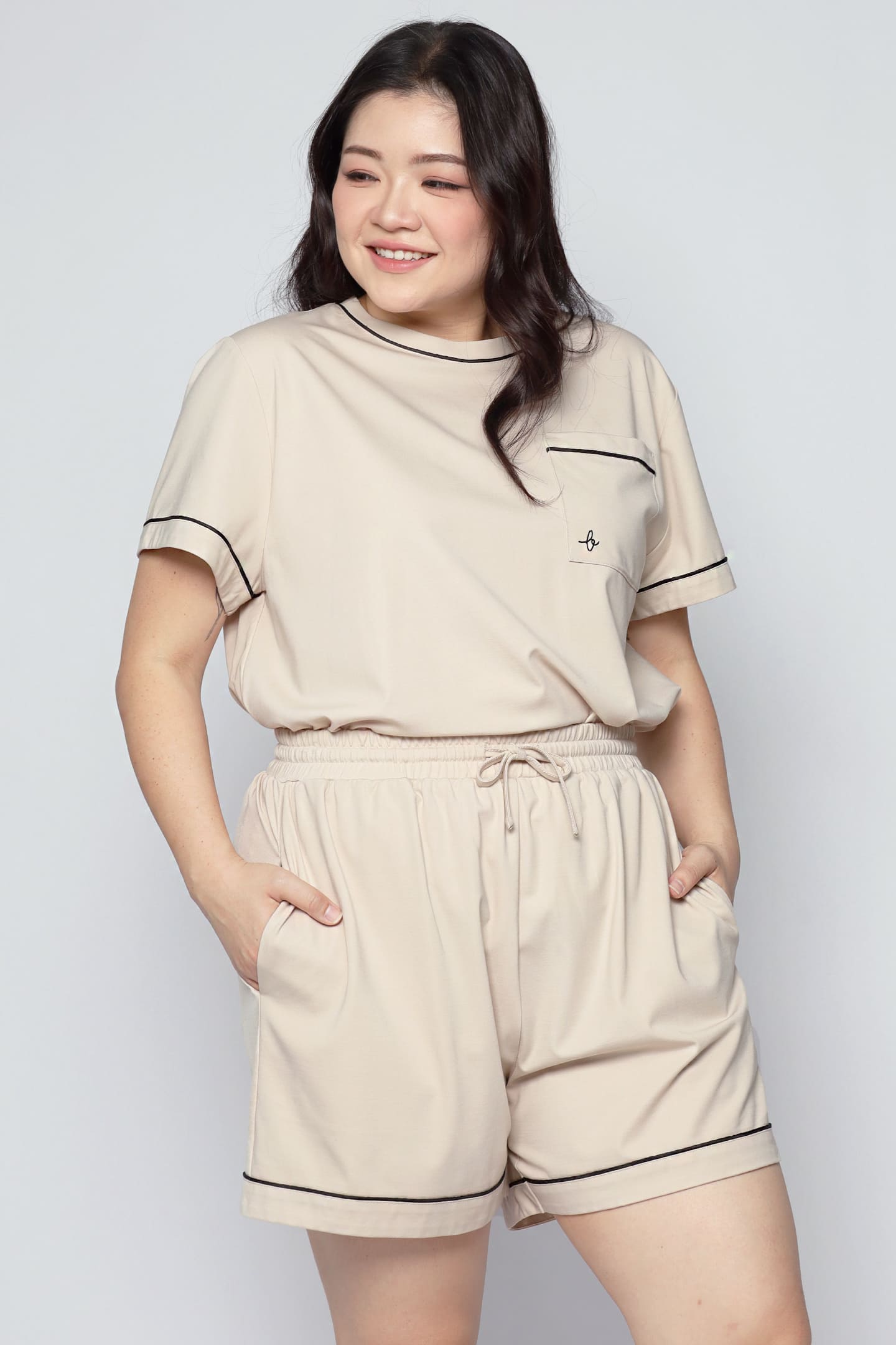 TENCEL - Nap Queen Pyjamas Shorts Set in Cookies Cream