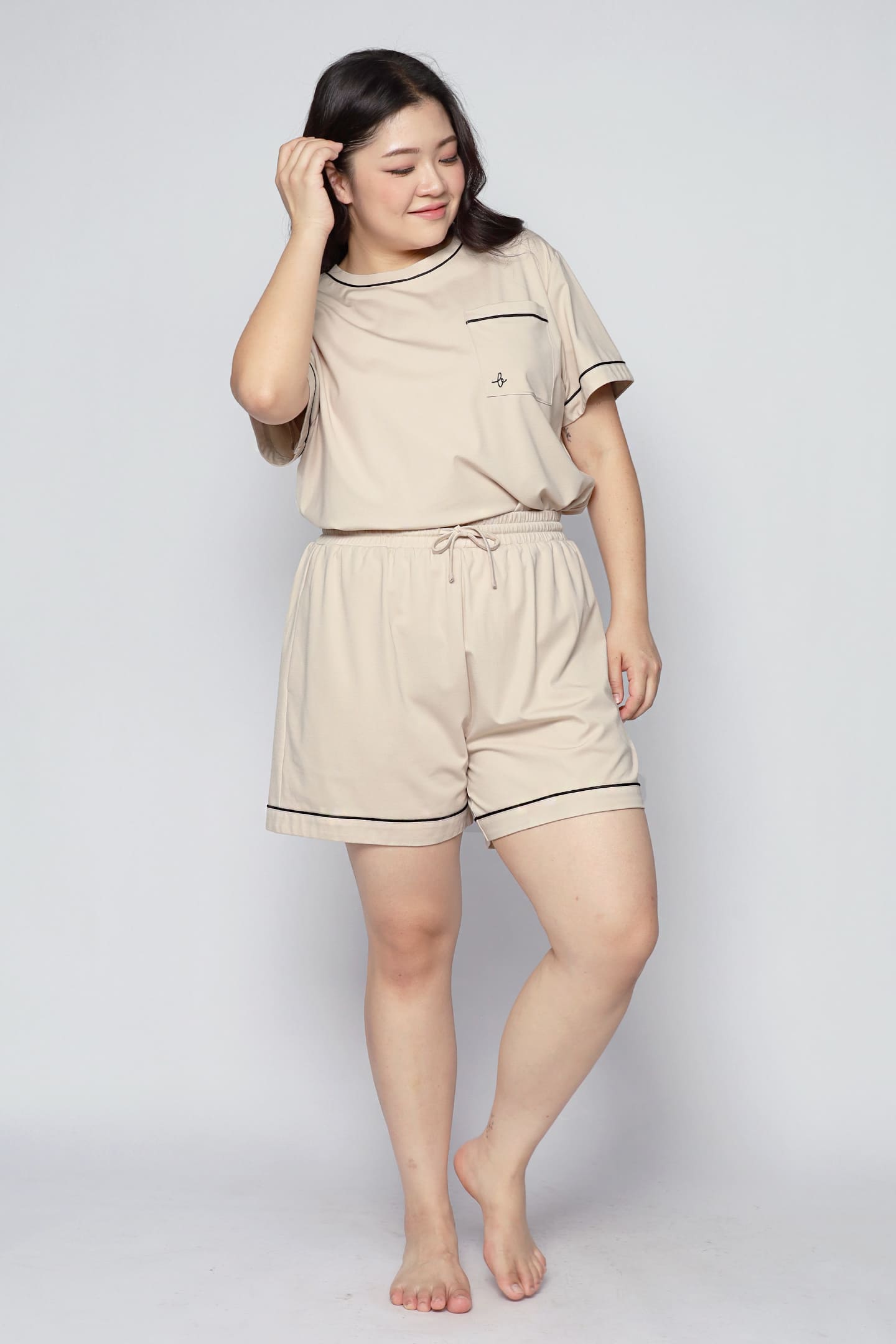 TENCEL - Nap Queen Pyjamas Shorts Set in Cookies Cream