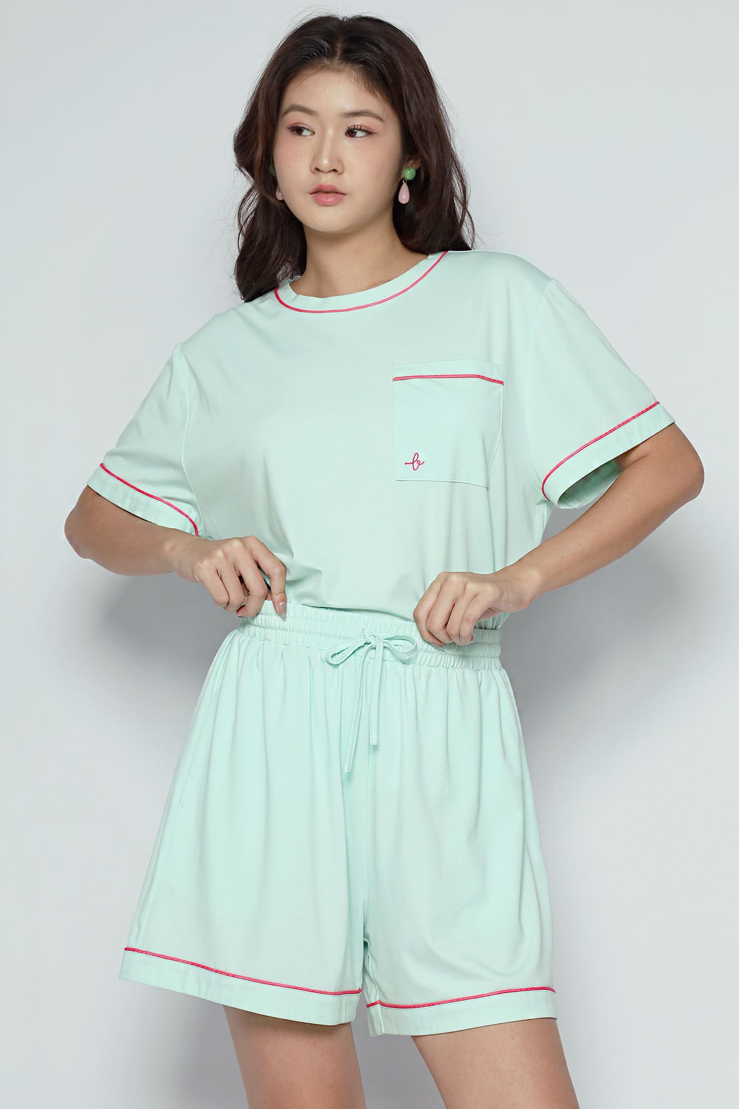 TENCEL - Nap Queen Pyjamas Shorts Set in Strawberry Mint