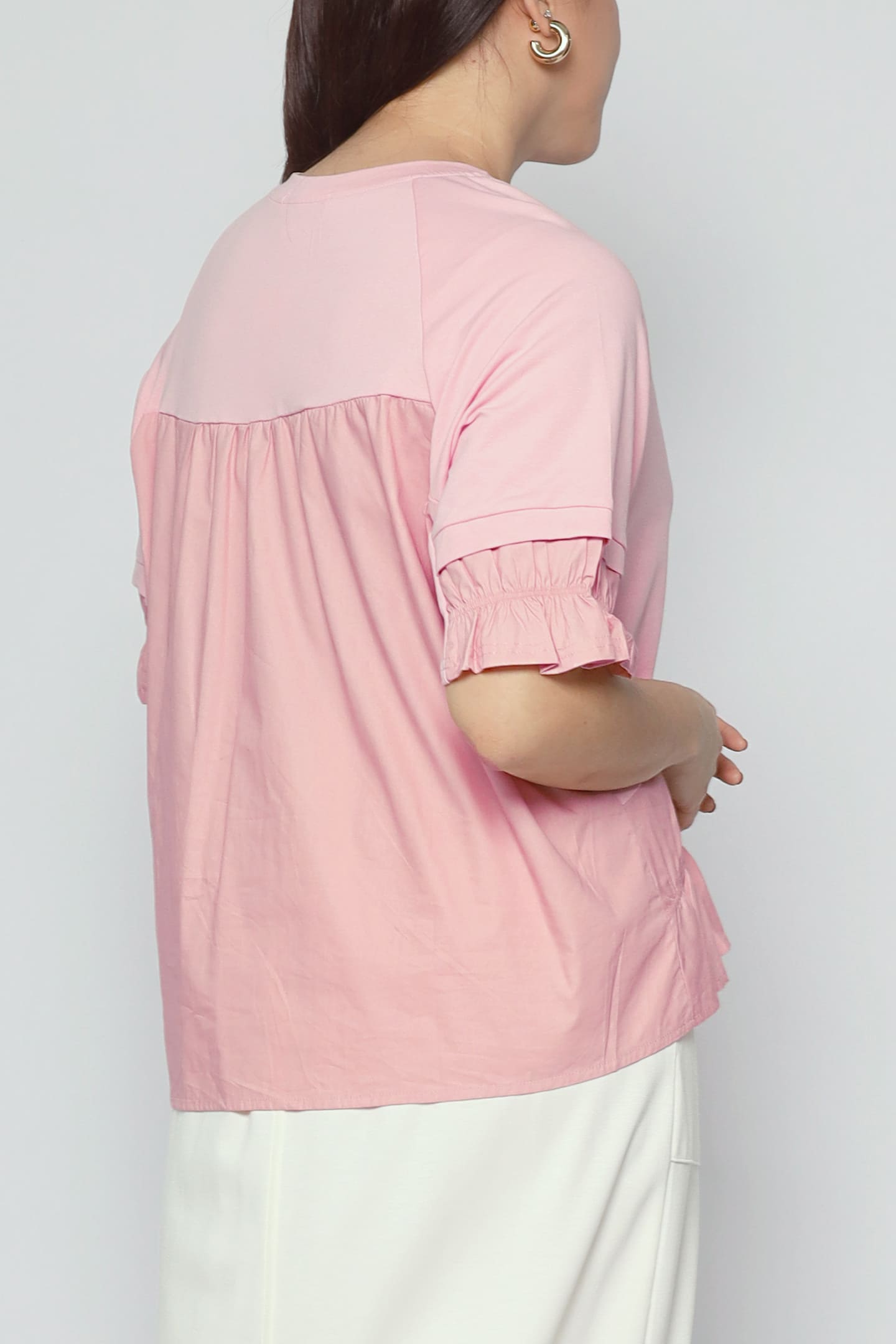Backorders Easy By TE - Nolan Frill Top in Pink