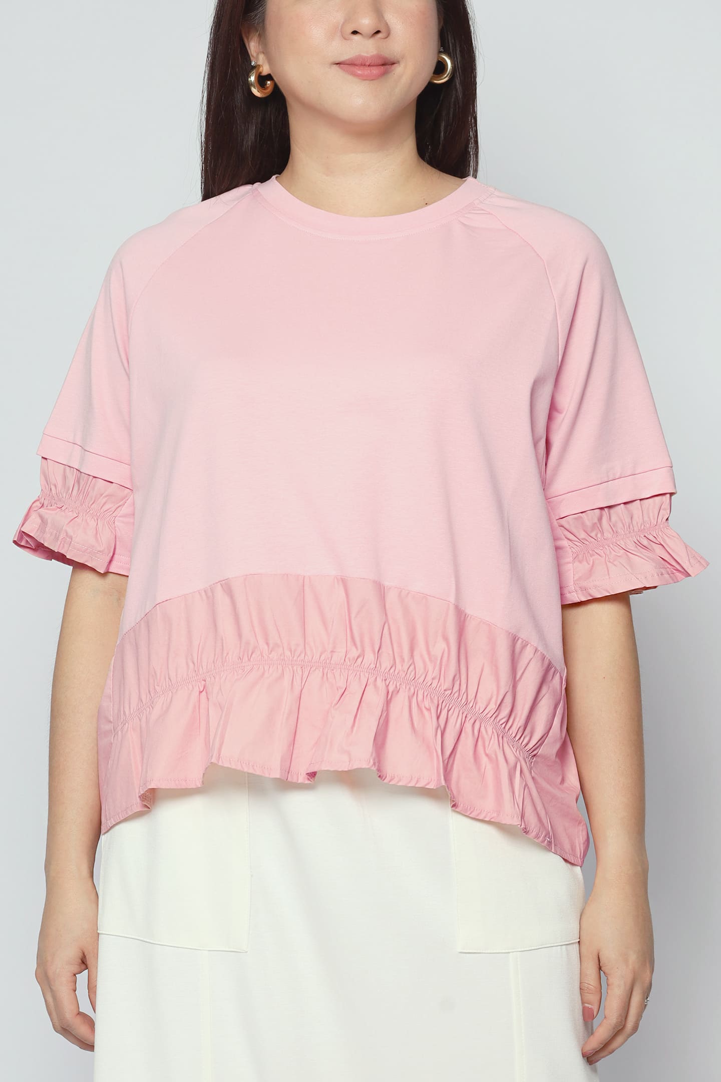 Backorders Easy By TE - Nolan Frill Top in Pink