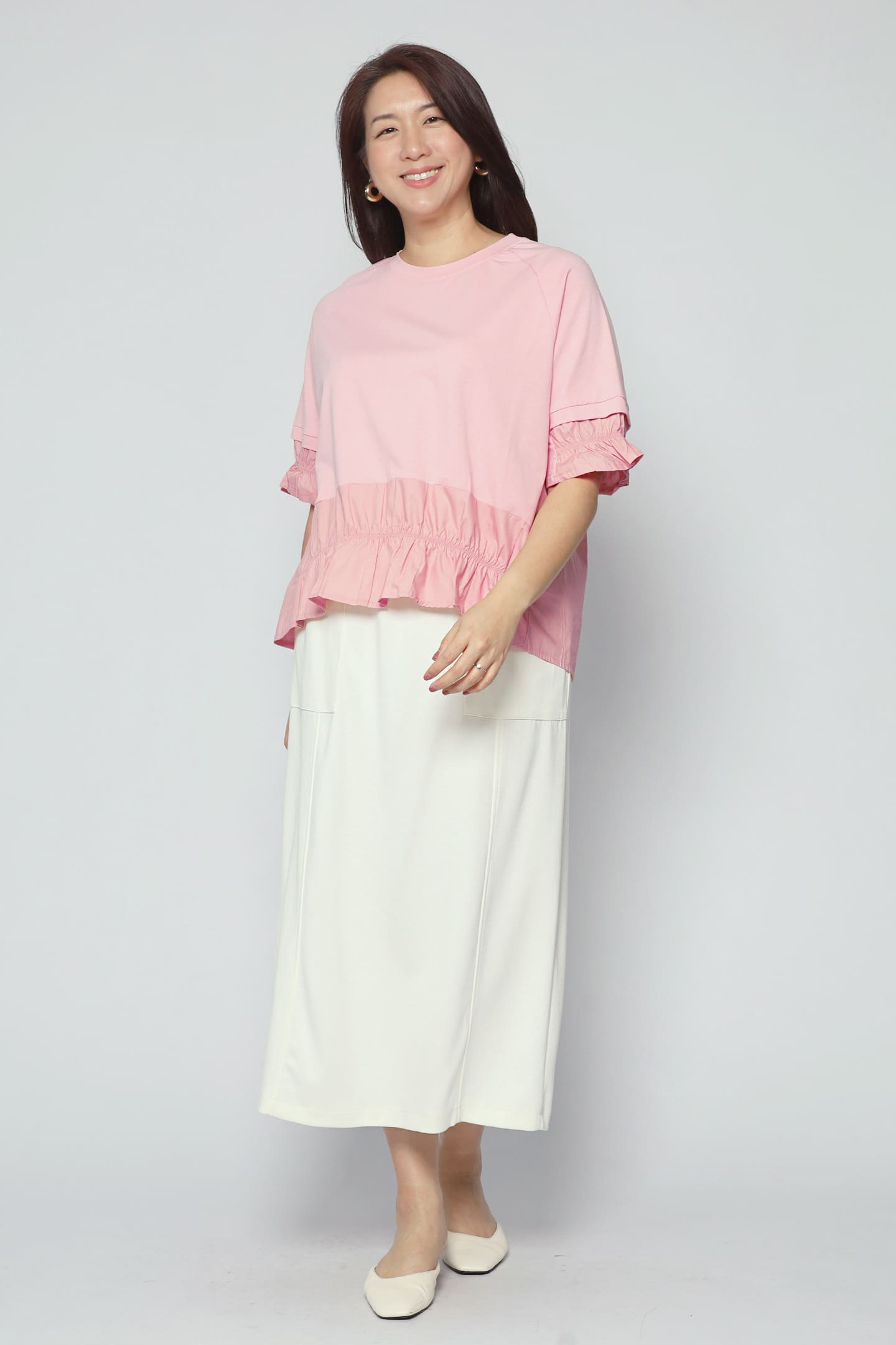 Backorders Easy By TE - Nolan Frill Top in Pink