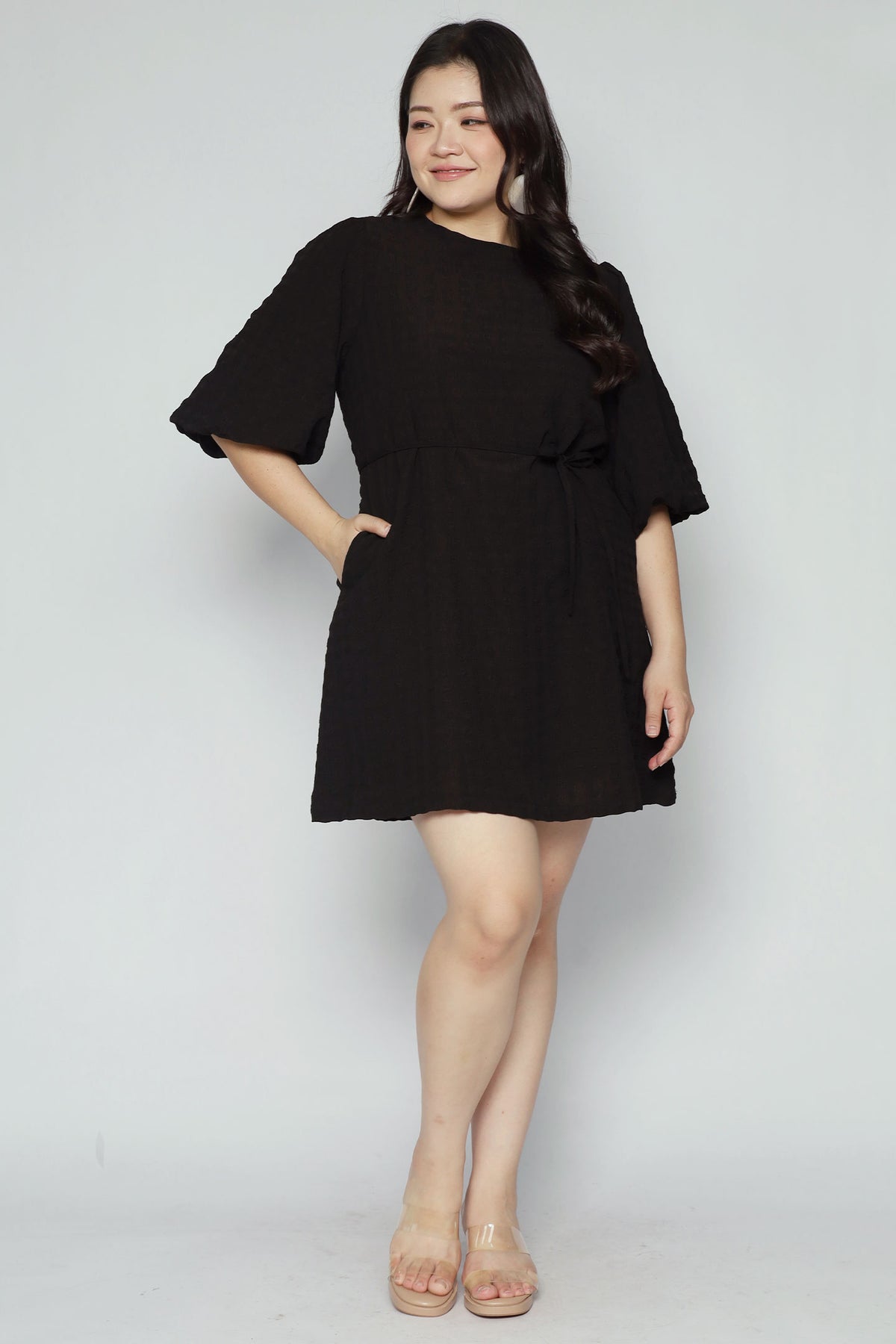Pam Dress in Black Textured