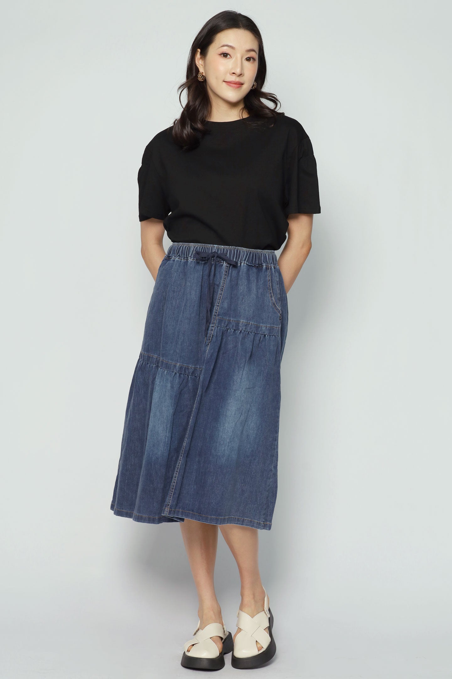 Pean Denim Skirt in Dark Blue