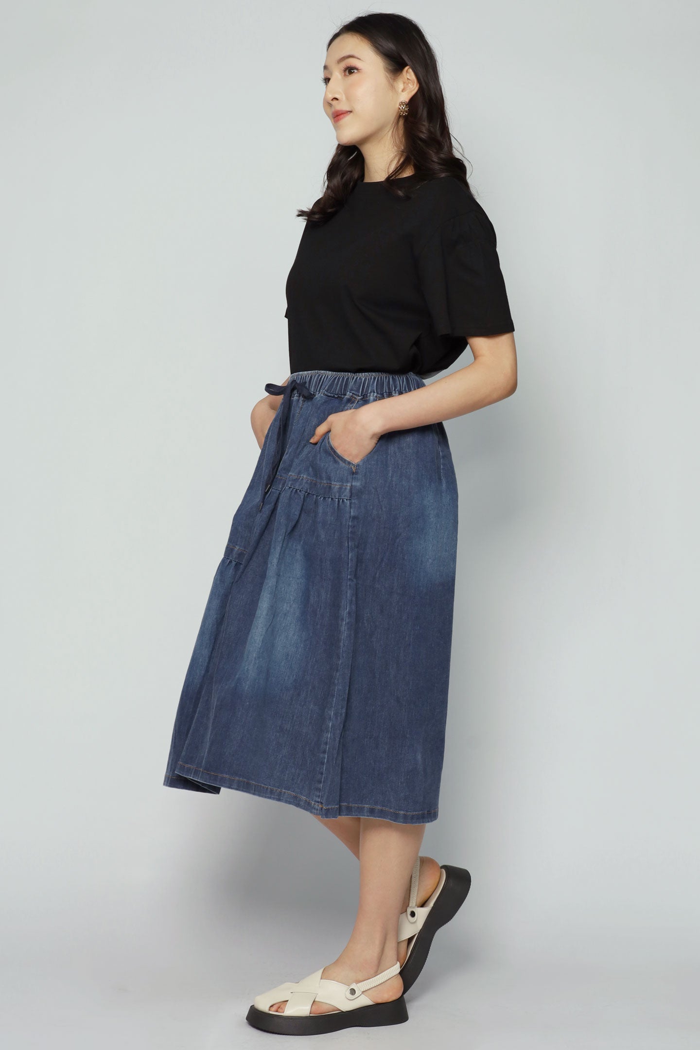 Pean Denim Skirt in Dark Blue