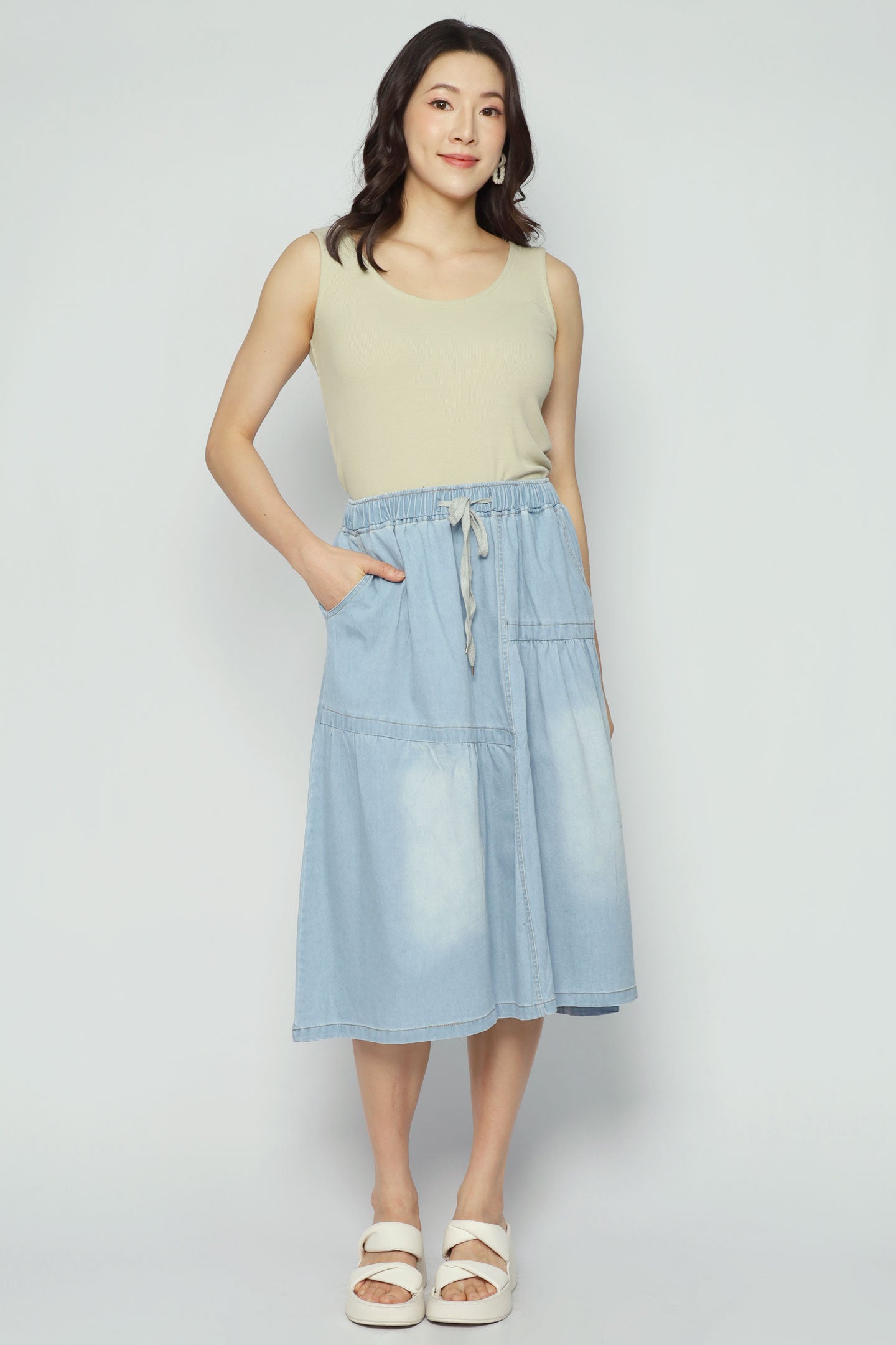 Pean Denim Skirt in Light Blue