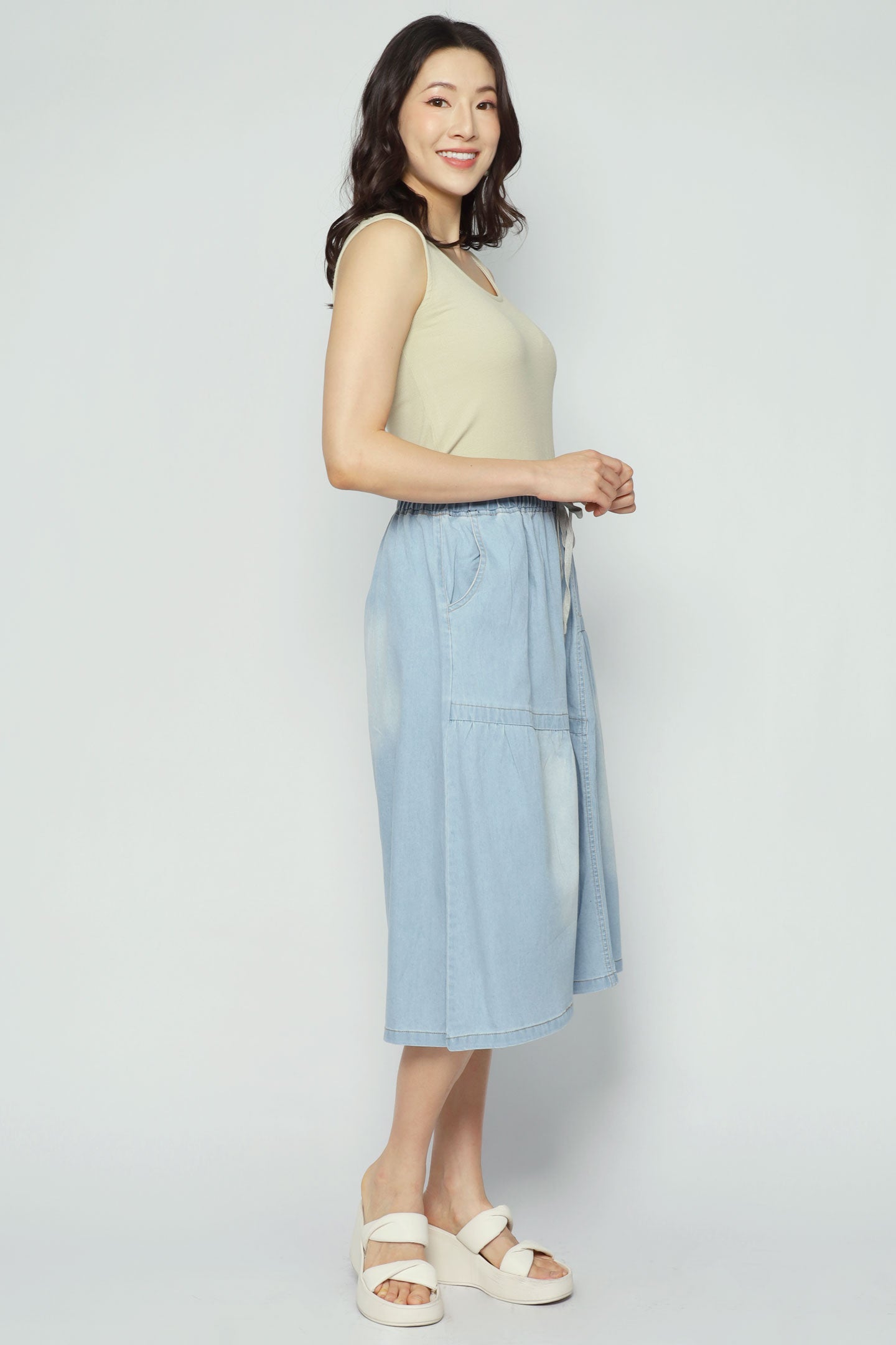 Pean Denim Skirt in Light Blue