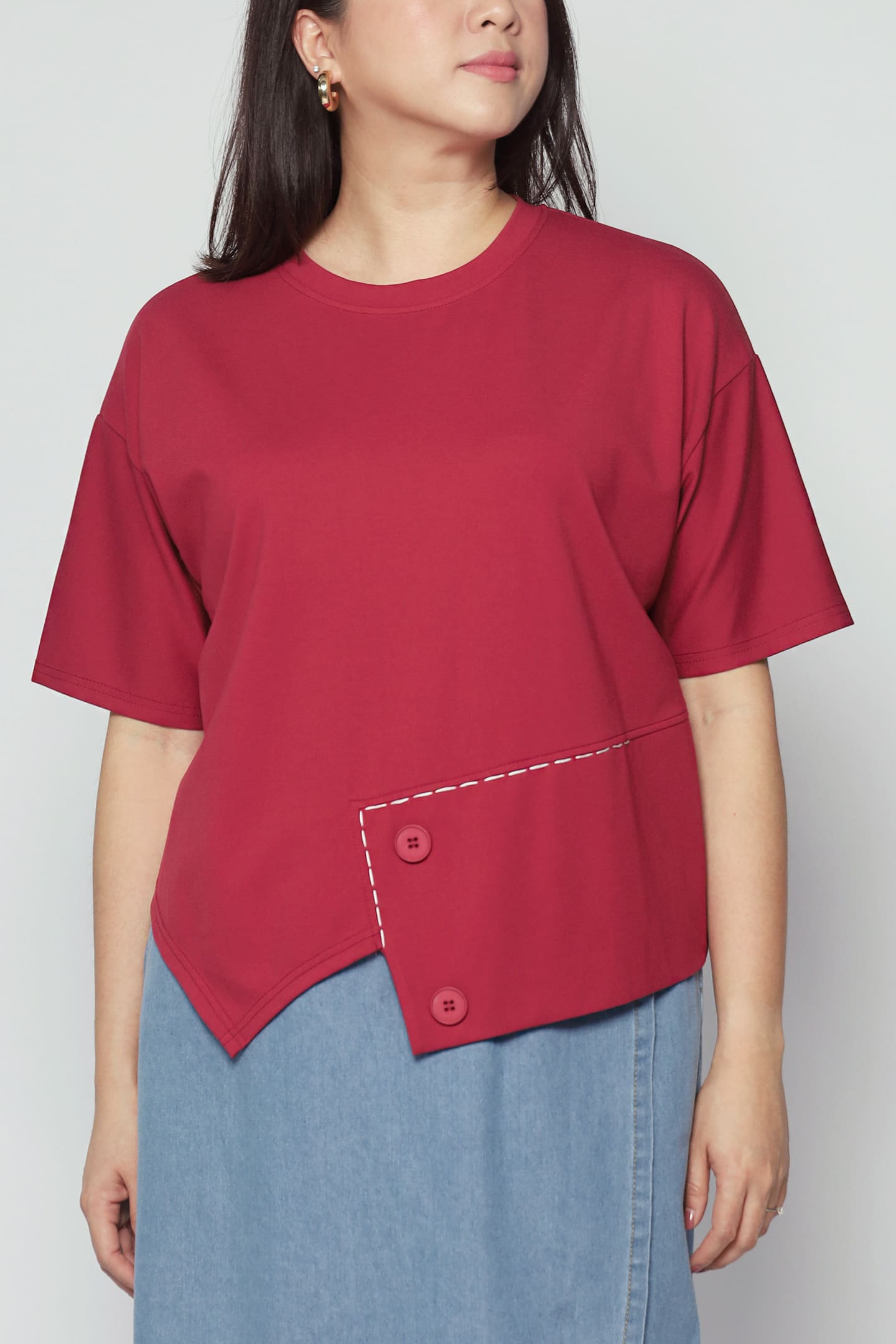 Backorders Easy By TE - Peiling Button Top in Red