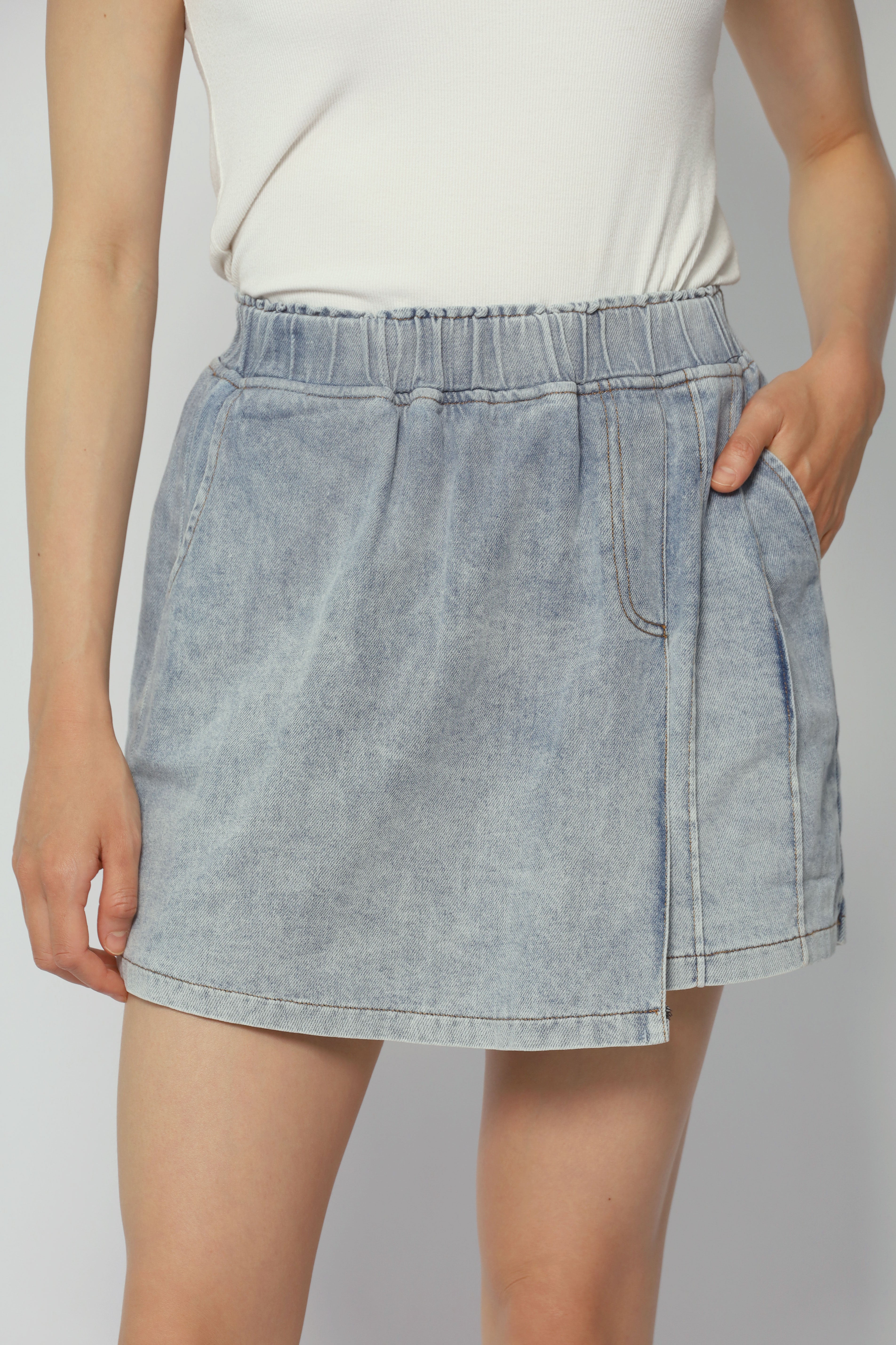 Backorders Pham Skorts in Blue Denim
