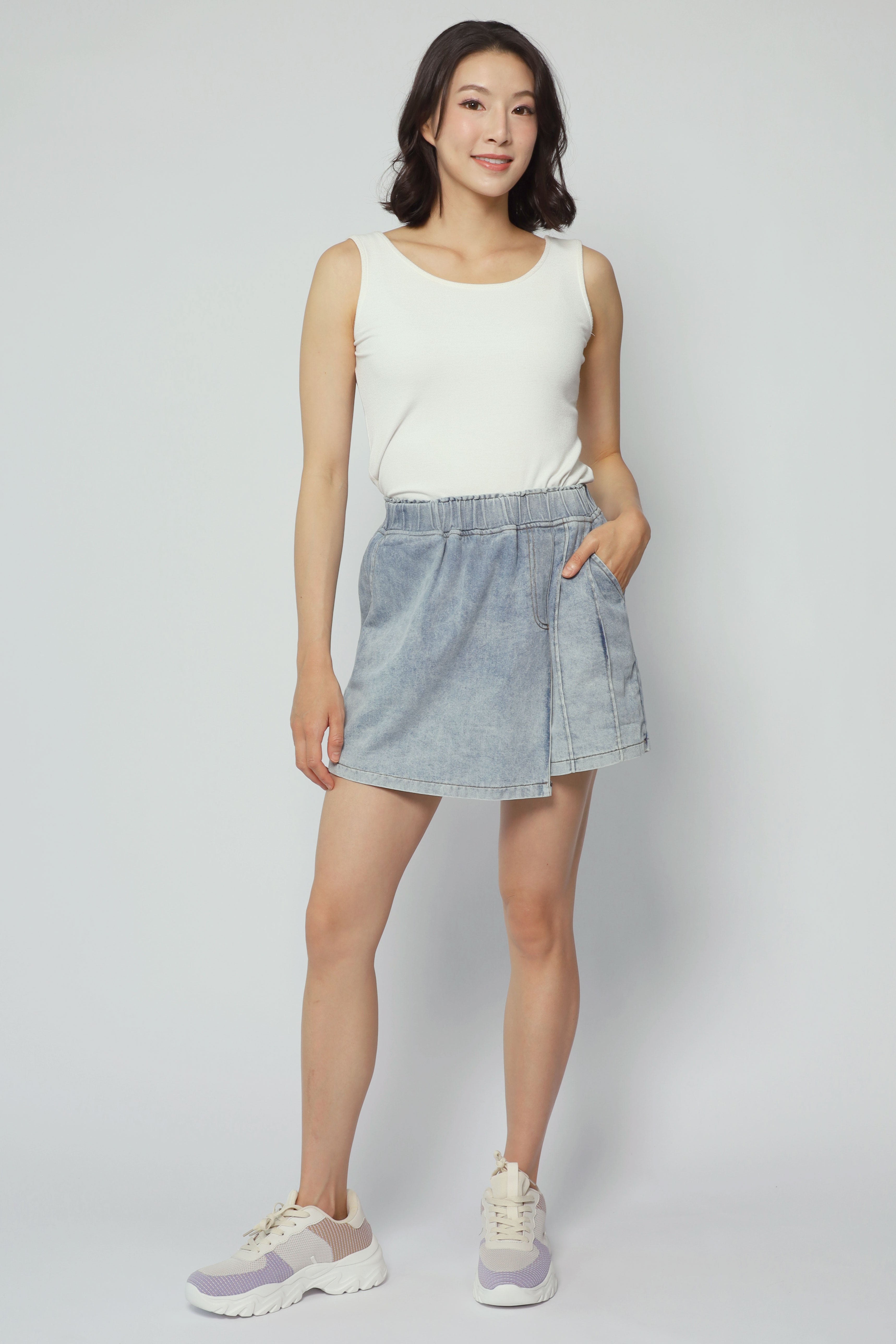 Backorders Pham Skorts in Blue Denim