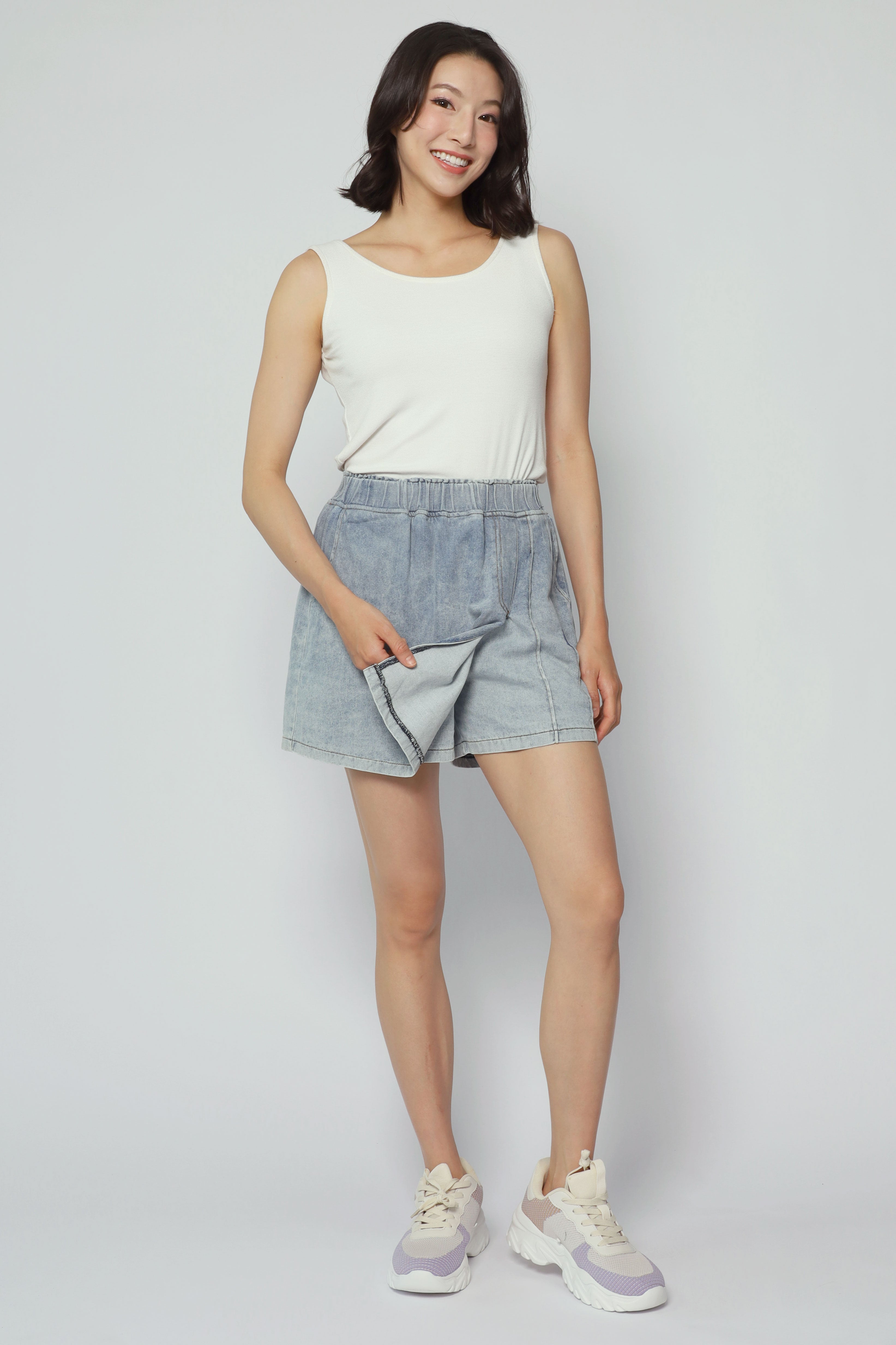 Backorders Pham Skorts in Blue Denim