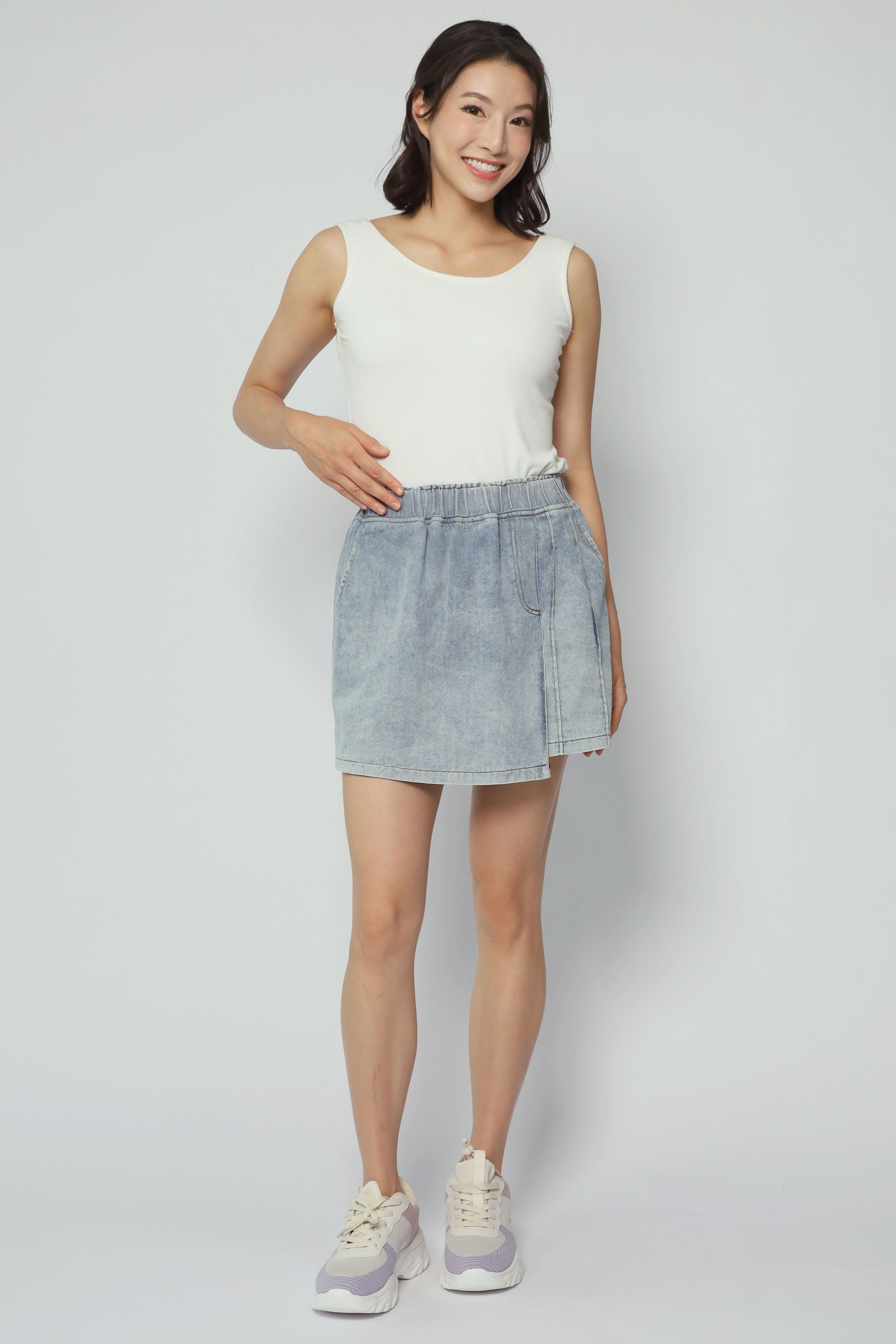 Backorders Pham Skorts in Blue Denim