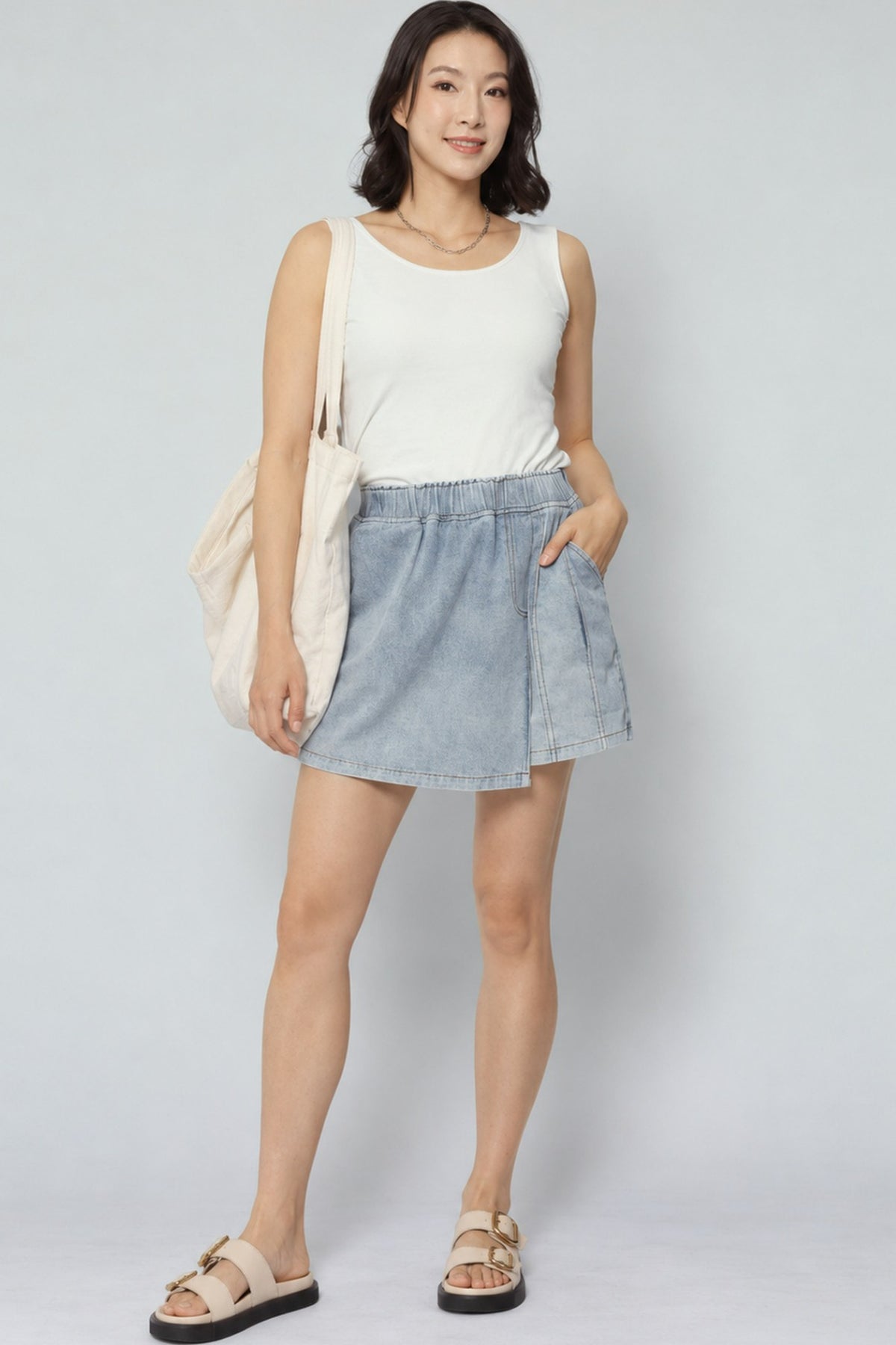 Pham Skorts in Light Blue Denim