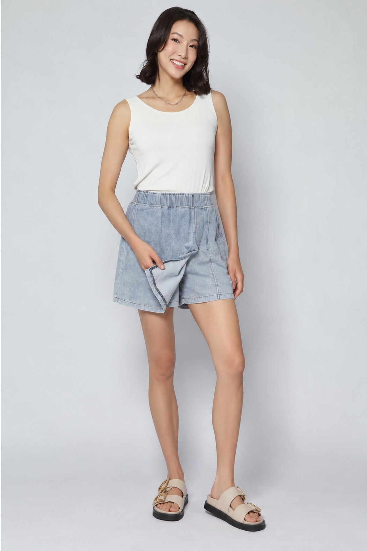 Pham Skorts in Light Blue Denim