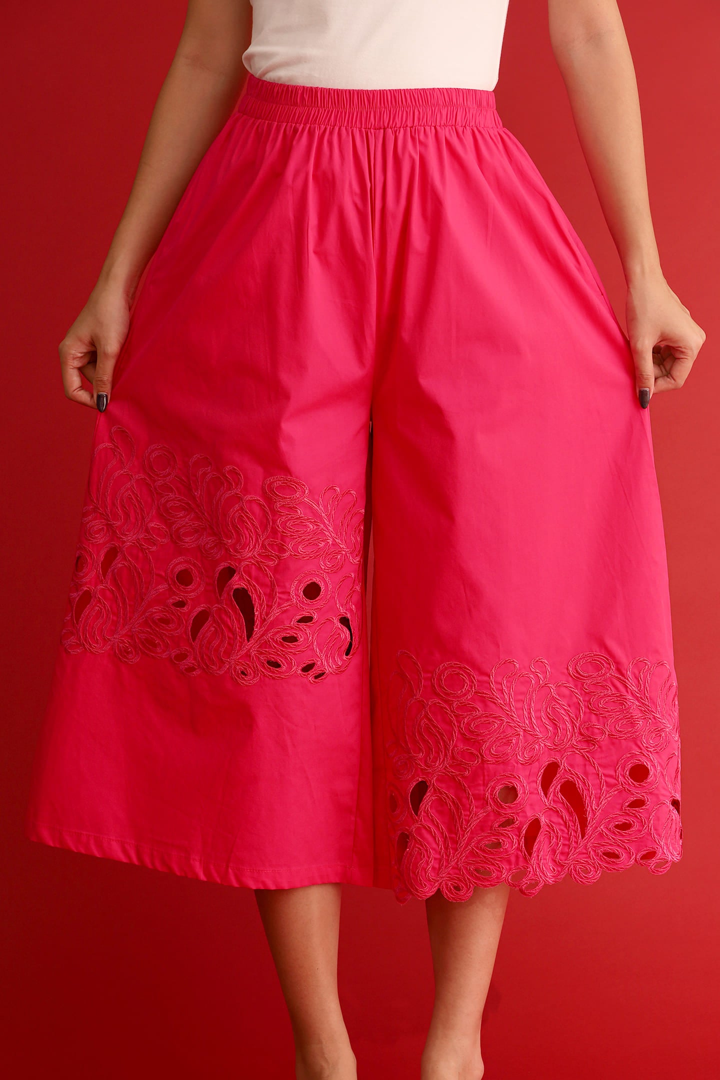 CHOSEN - Pink Reign Embroidered Culottes