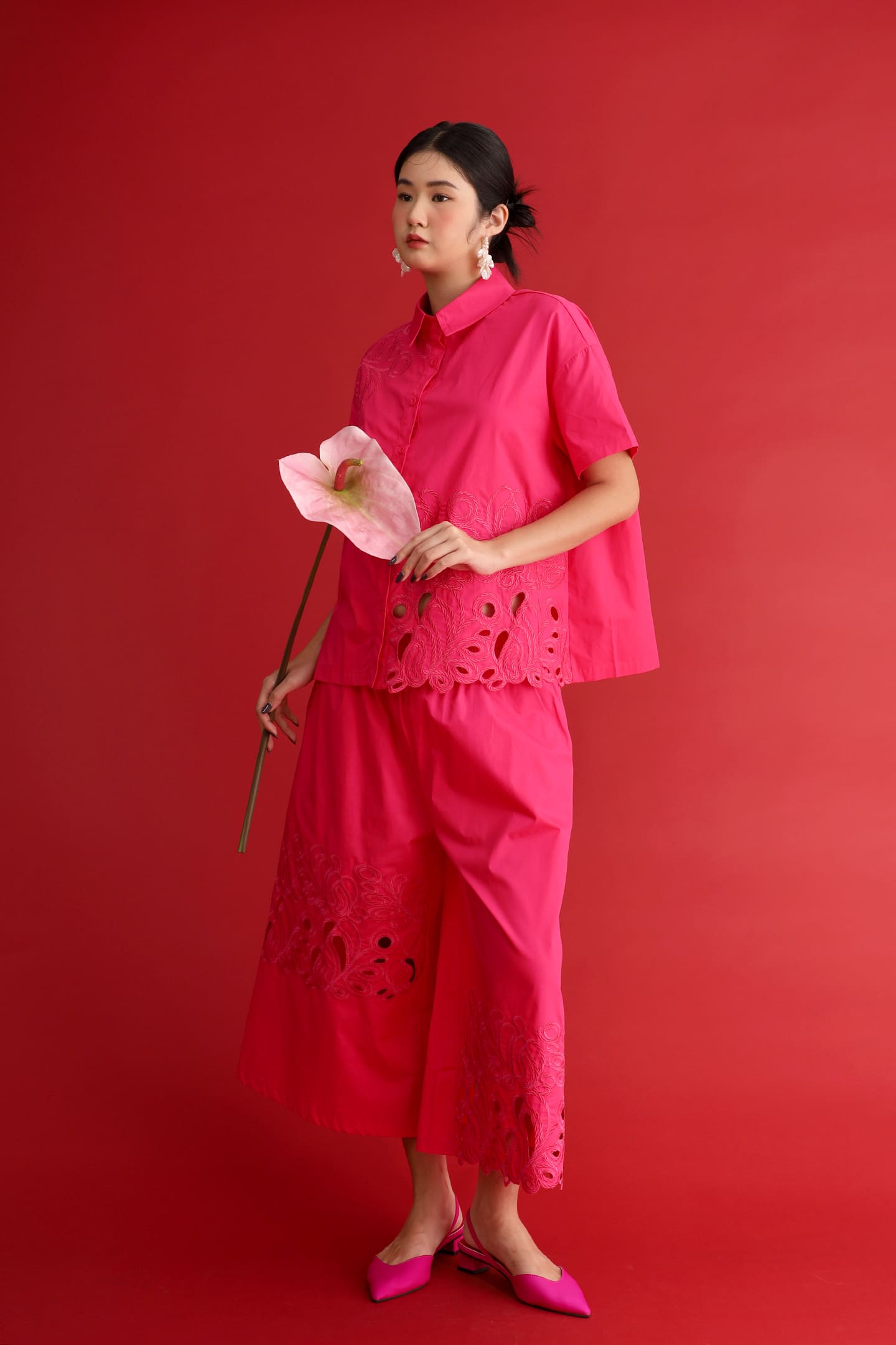CHOSEN - Pink Reign Embroidered Culottes