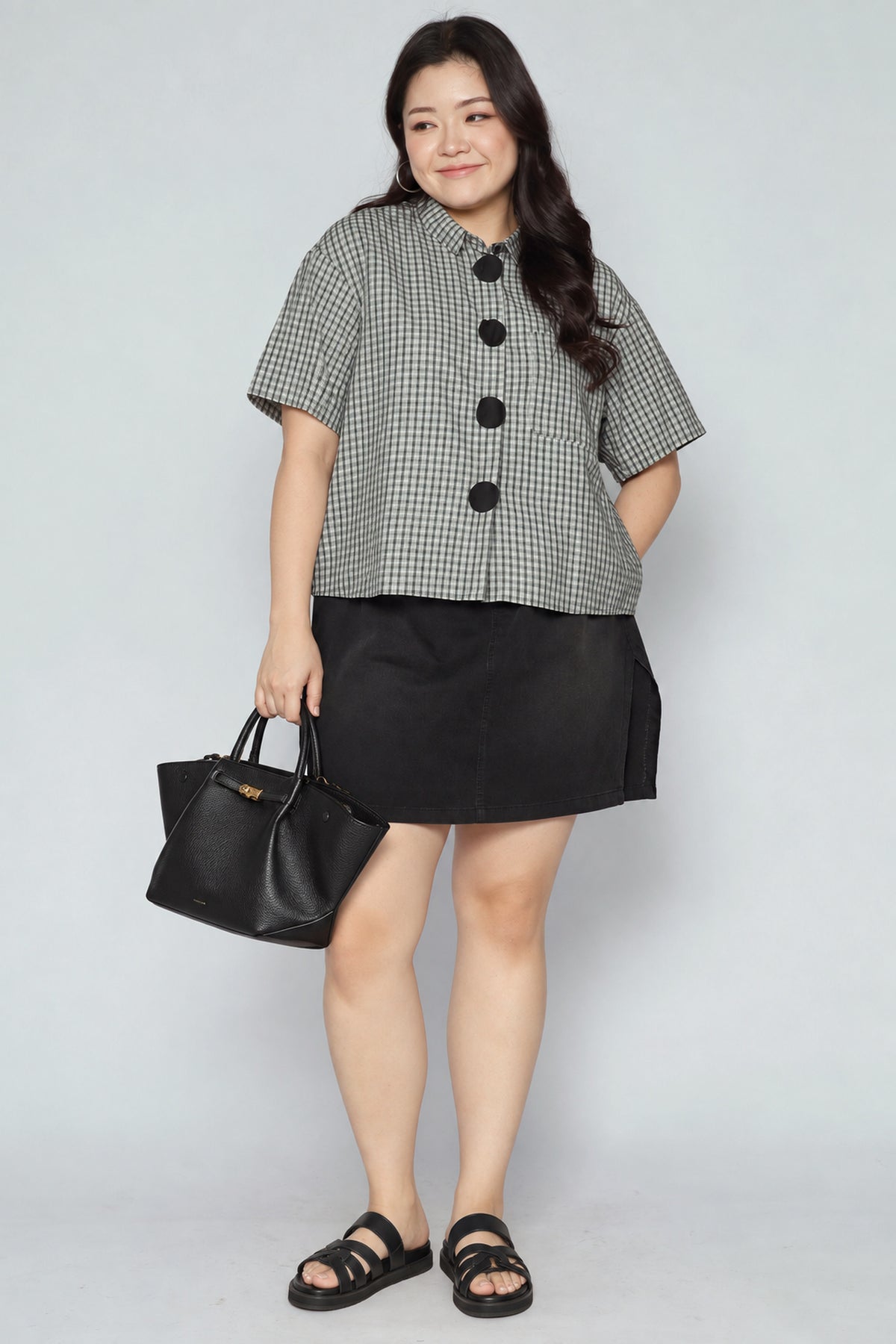 Popie Denim Skorts in Black