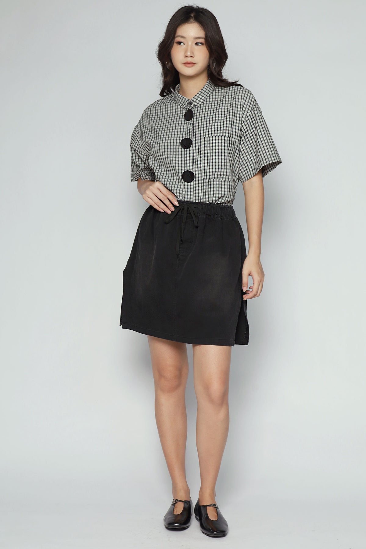 Popie Denim Skorts in Black