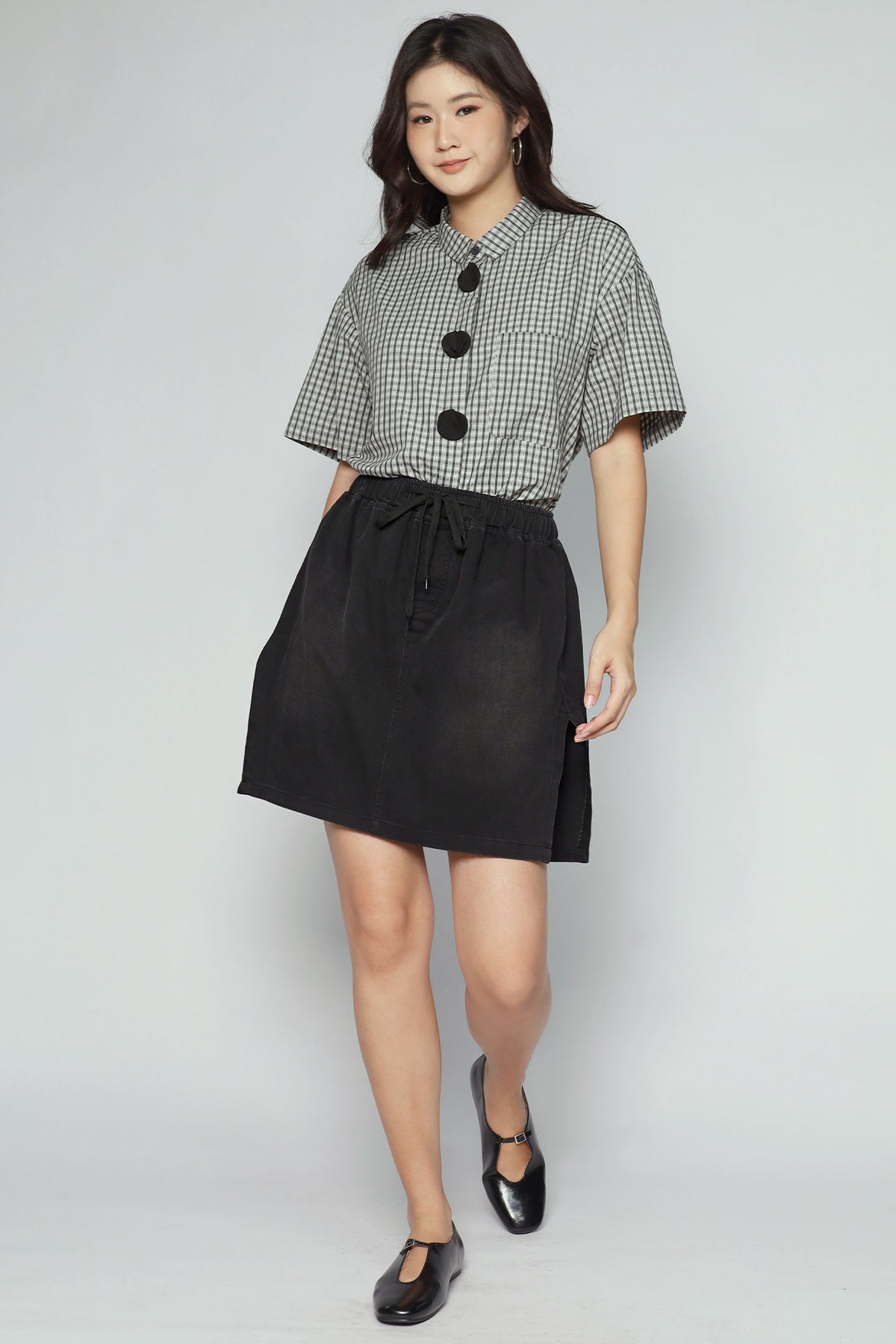 Popie Denim Skorts in Black