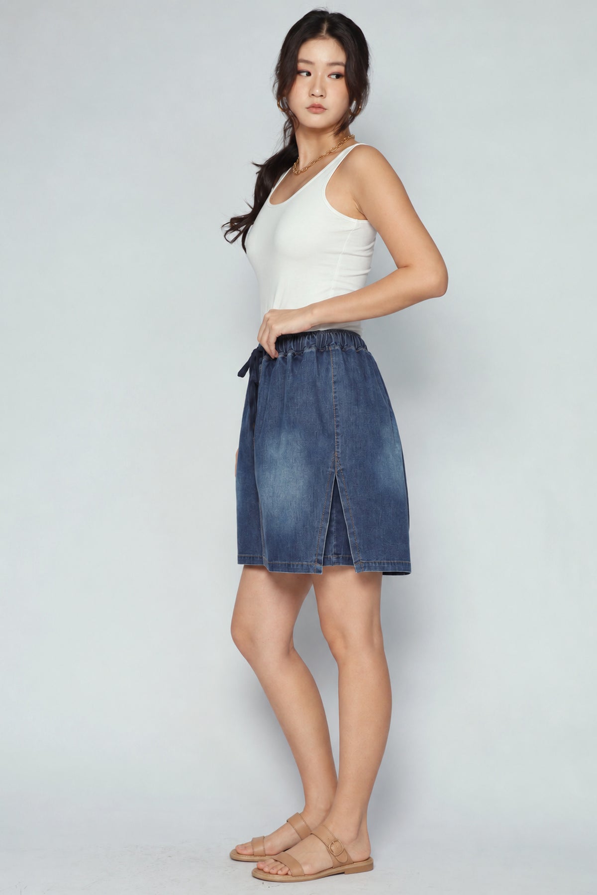 Popie Denim Skorts in Blue