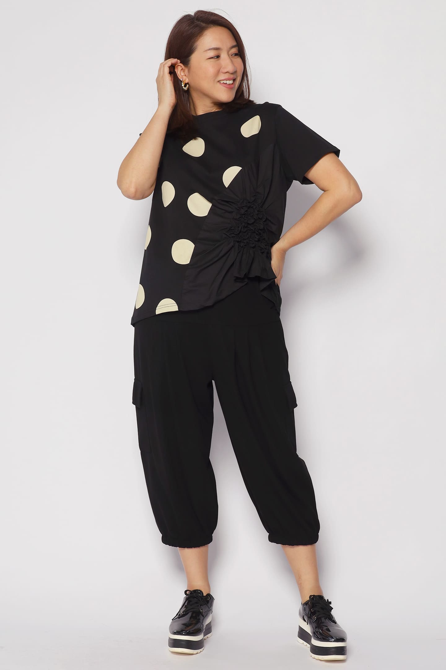 Poppy Polkadot Top in Black