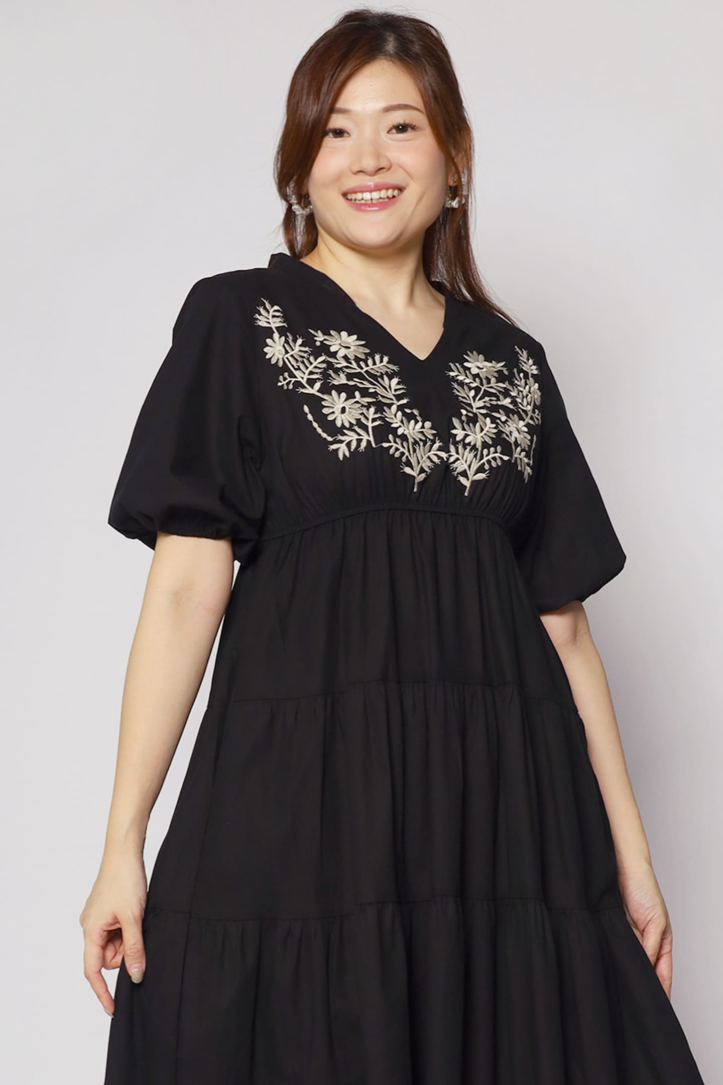 Backorders Porter Embroidery Dress in Black