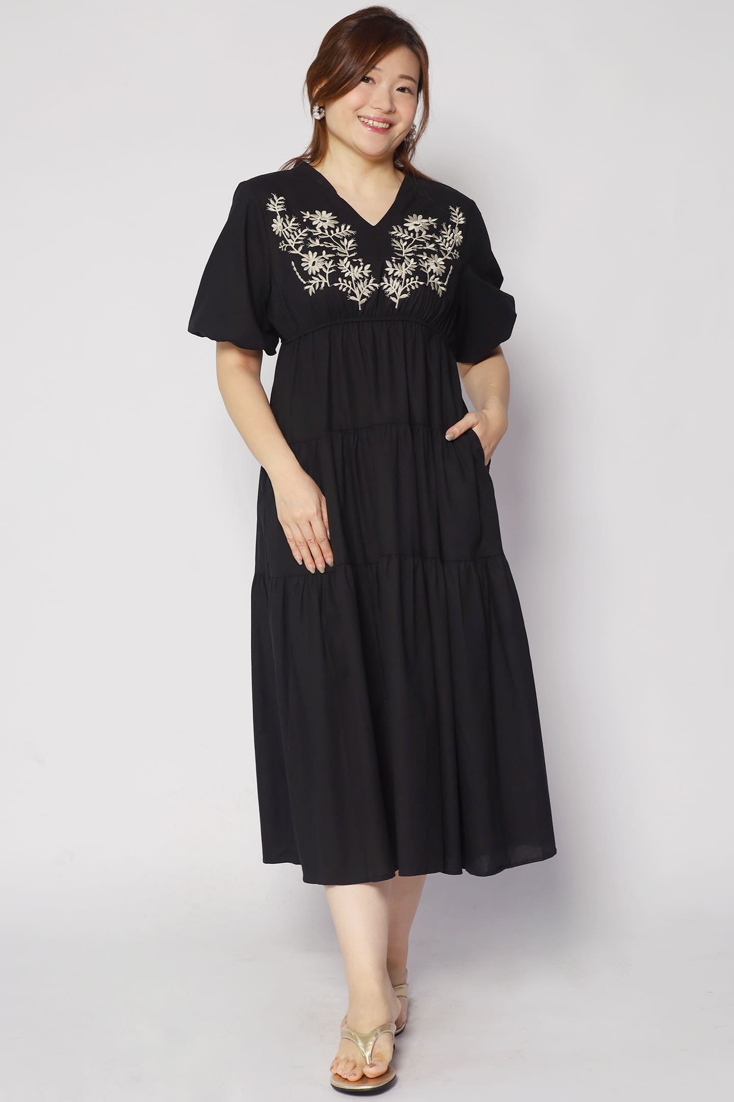 Backorders Porter Embroidery Dress in Black