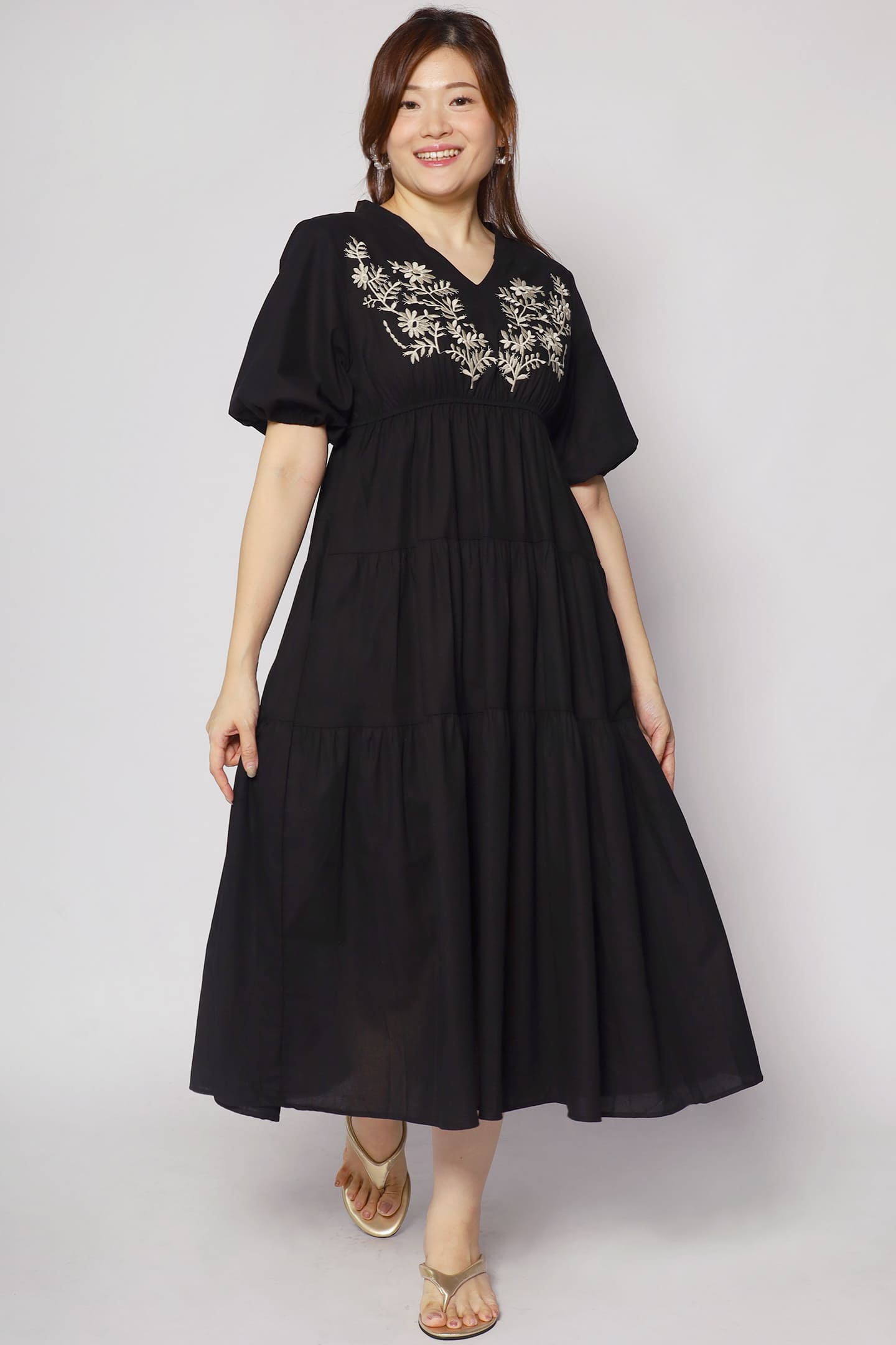 Backorders Porter Embroidery Dress in Black