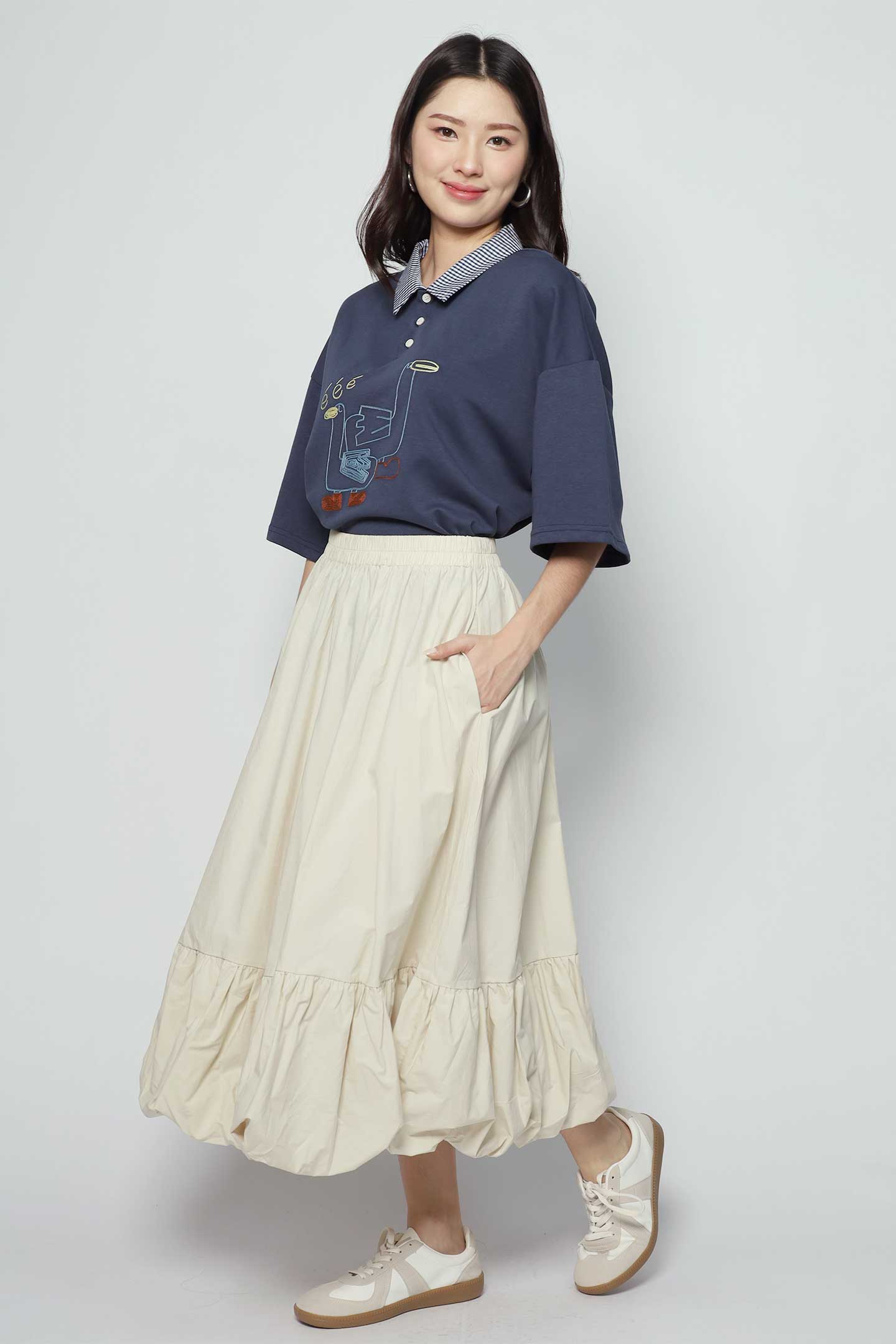 Portia Bubble Skirt in Cream